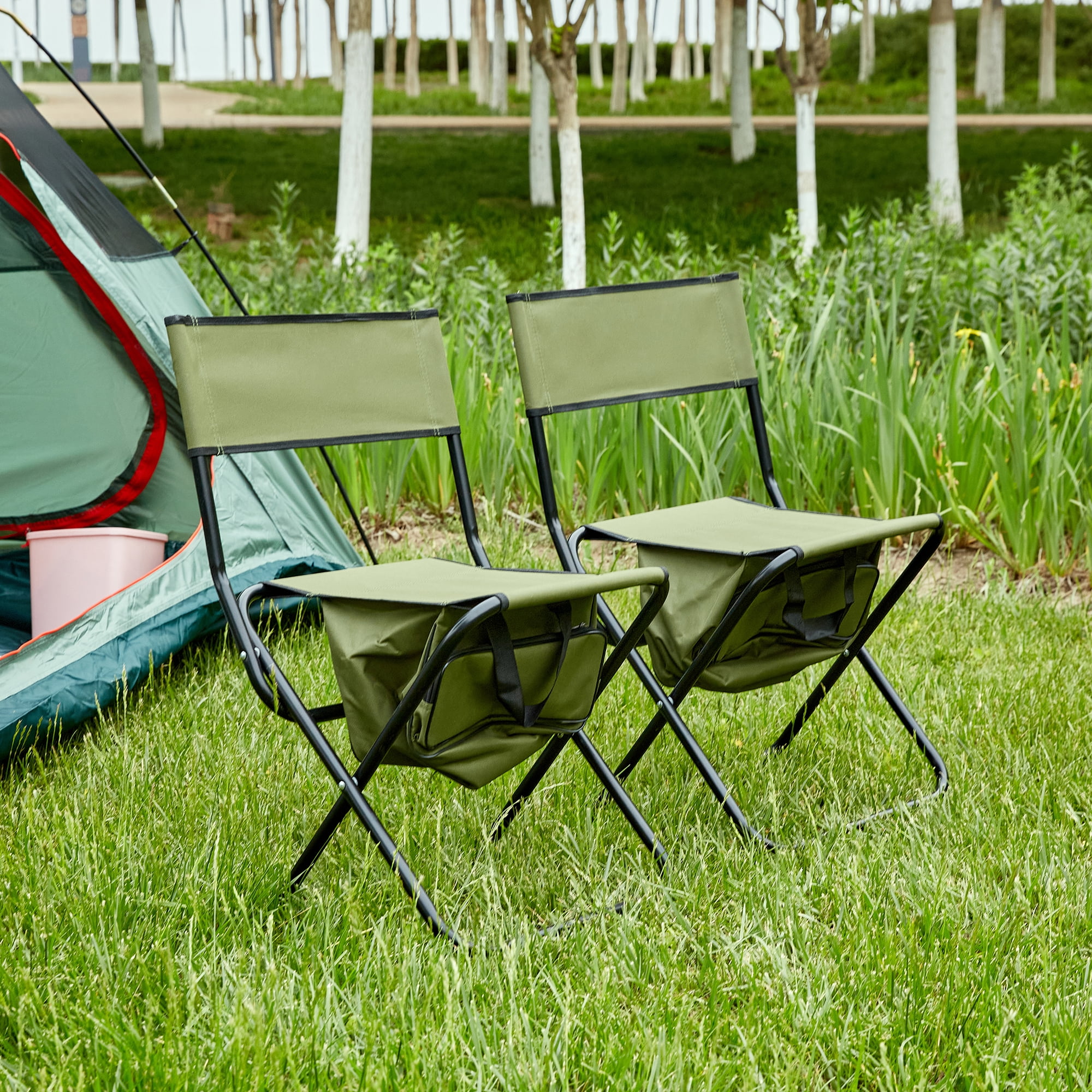 MAYEERTY 2-Piece Folding Outdoor Chair with Storage Bag