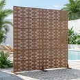 thumbnail image 1 of MAYEERTY 2-Piece Outdoor Metal Privacy Screen 6ft × 3ft Brown, 6-Panel Brick Pattern Decorative Screen for Patio, 1 of 6