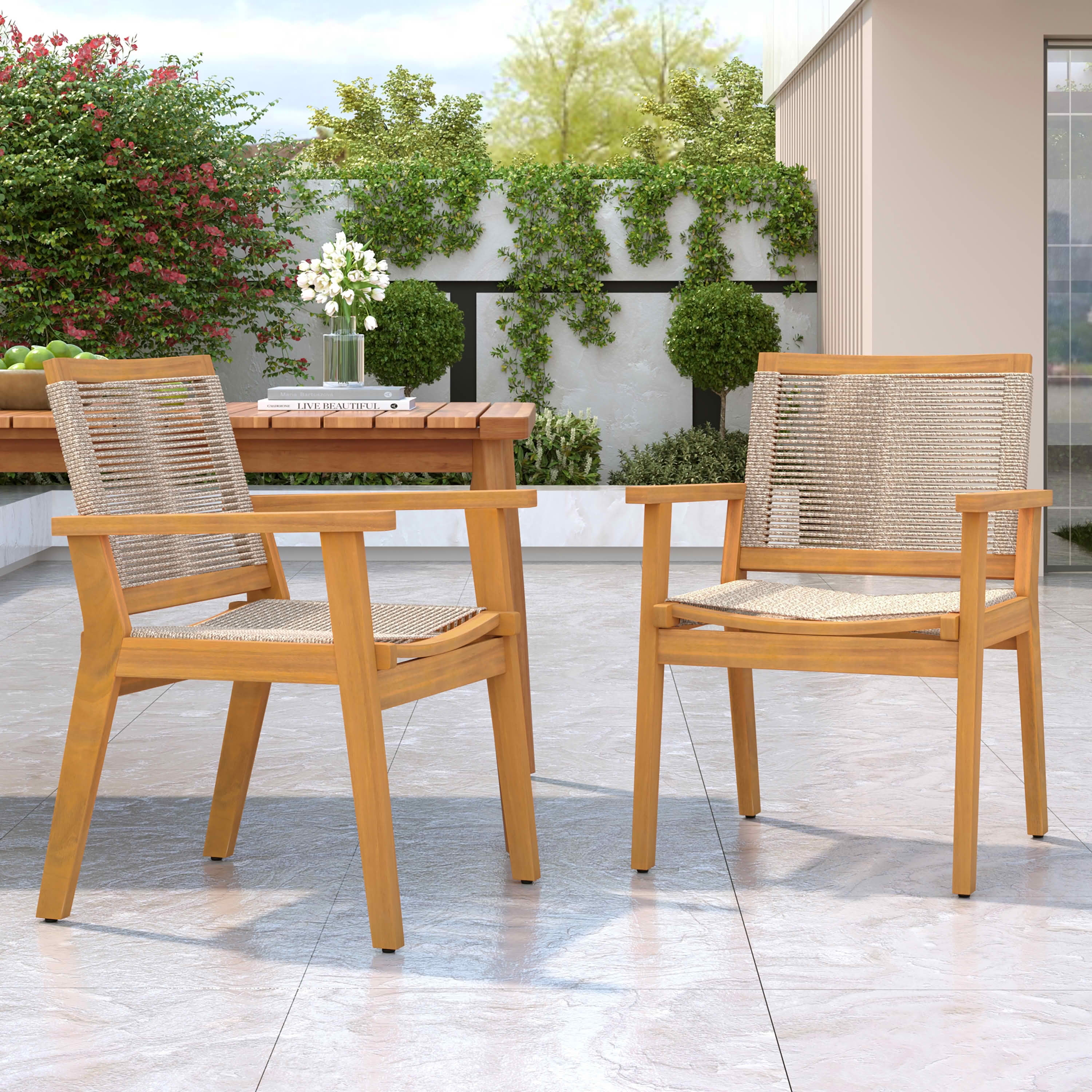 MAYEERTY 2-Piece Patio Dining Chairs with Ergonomic Design & Easy Assembly for Garden Balcony