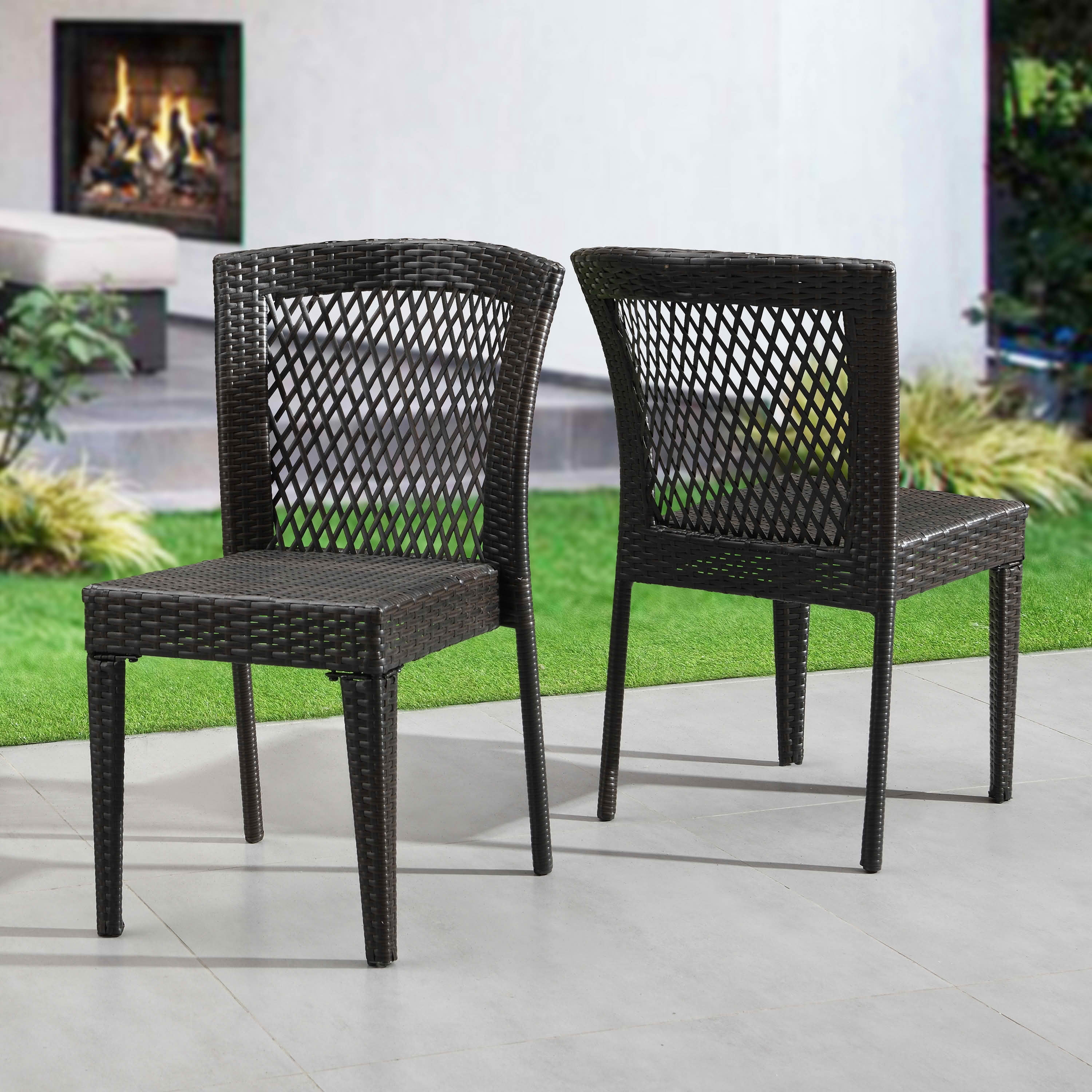 MAYEERTY 2-Piece Patio Heavy-Duty Weatherproof Outdoor Dining Chairs Easy Assembly & Space-Saving Stack Design