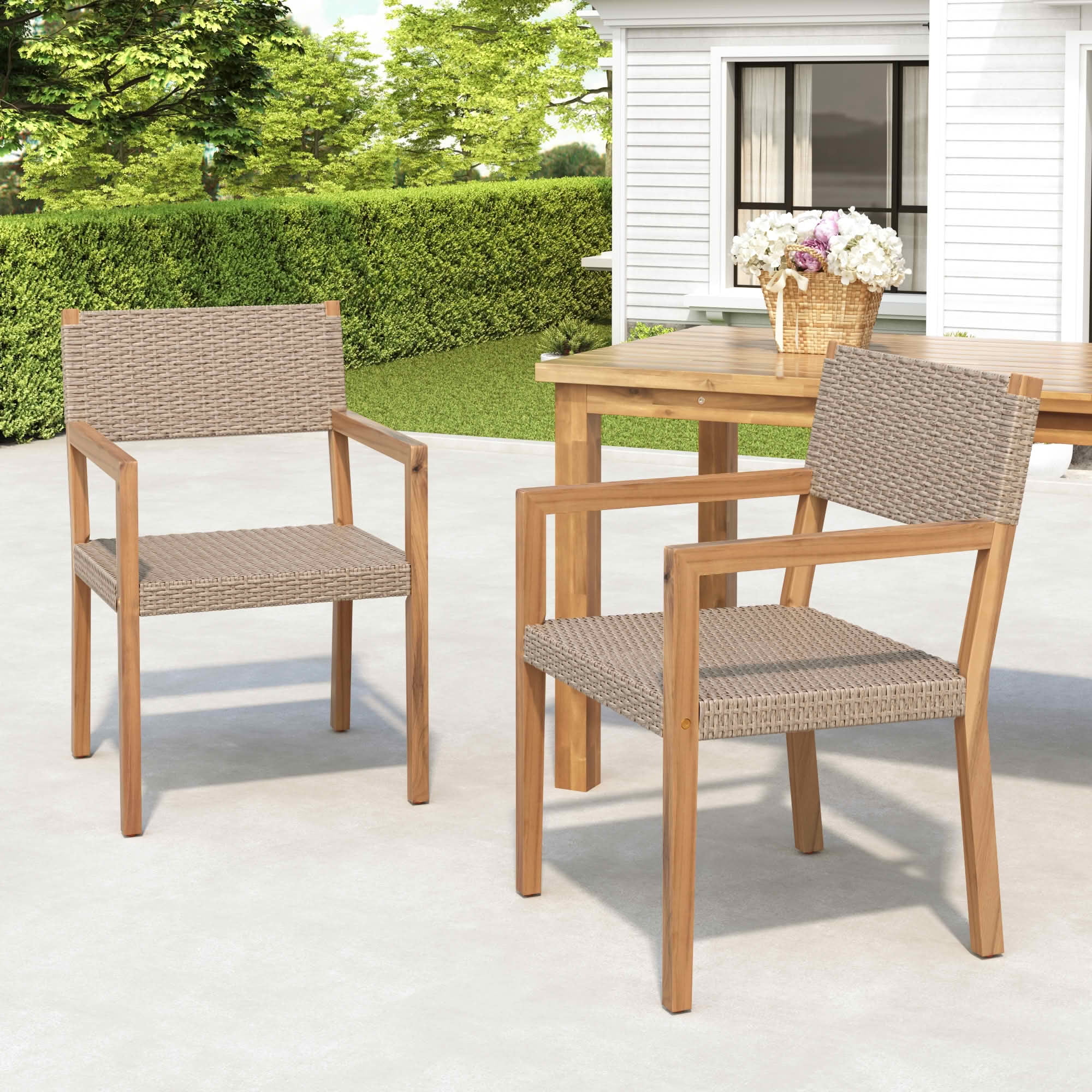 MAYEERTY 2-Piece Weather-Resistant Wicker Patio Chairs with Easy Assembly