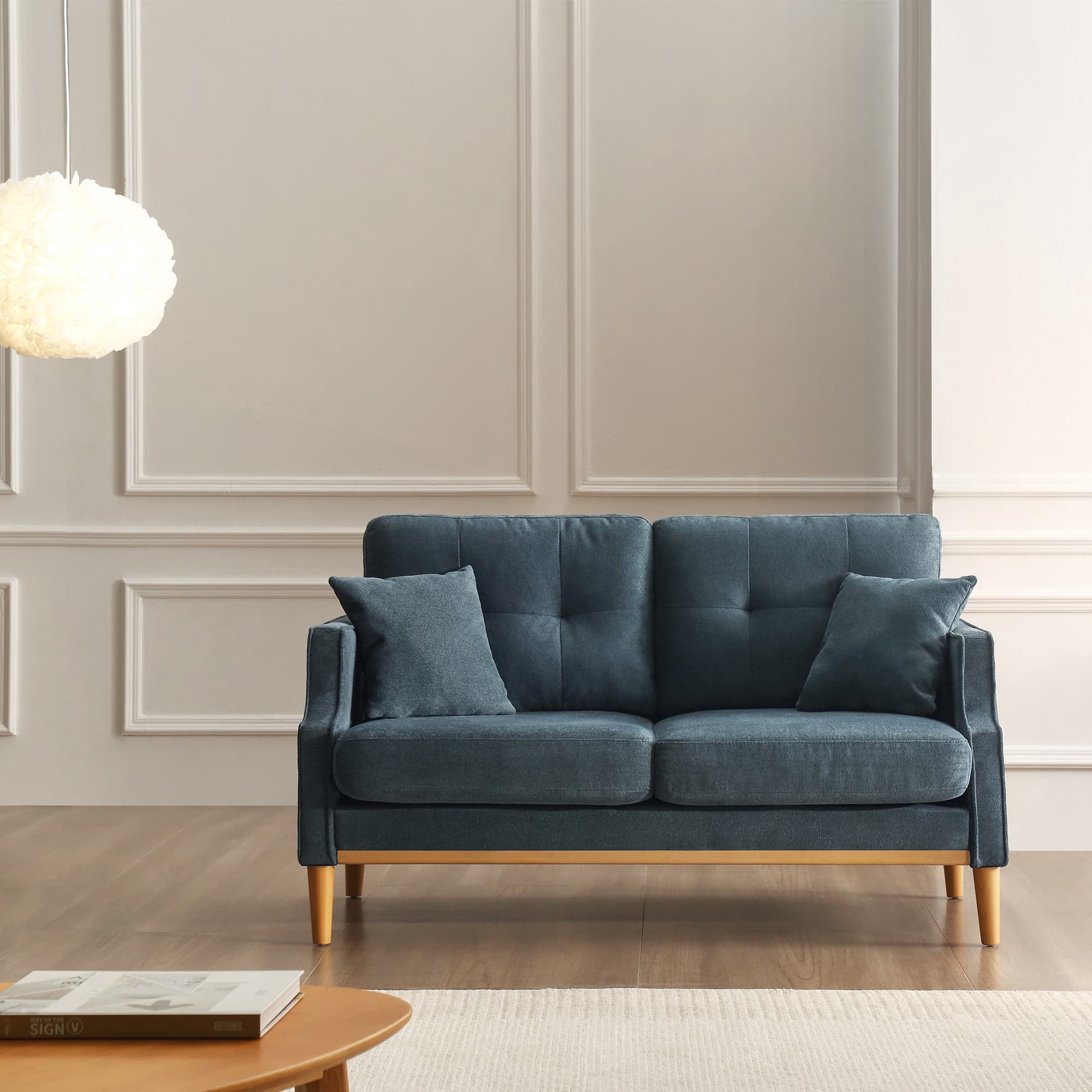 MAYEERTY Stylish 2-Seater Living Space Loveseat: Waterproof, USB Charging, Dark Blue