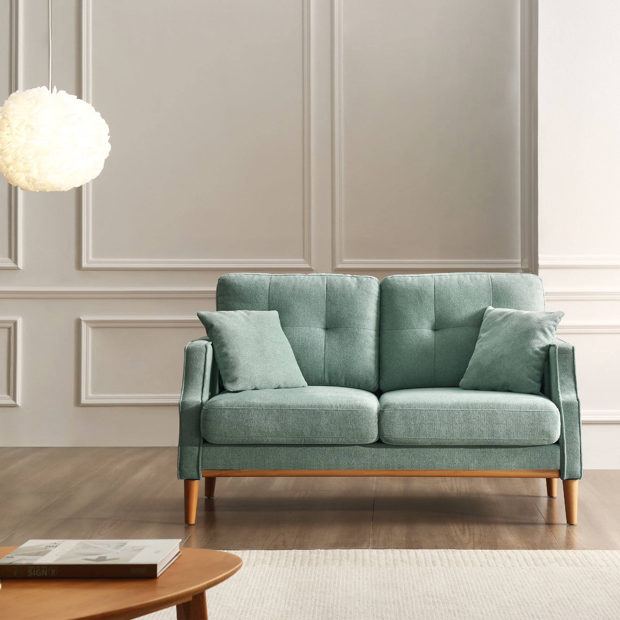 MAYEERTY 2-Seater Loveseat – Waterproof Fabric, High-Density Foam, USB Charging, Baby Blue