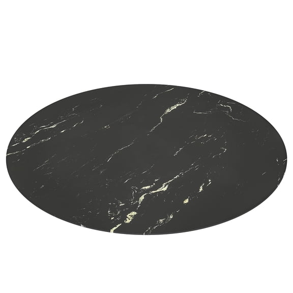 MAYEERTY 20in Round Tempered Glass Table Top, 0.31in Thick Black Gold Vein Marble Print DIY Replacement Table Cover, Heat Scratch Proof Desktop for Small Side Coffee Patio Bistro Table