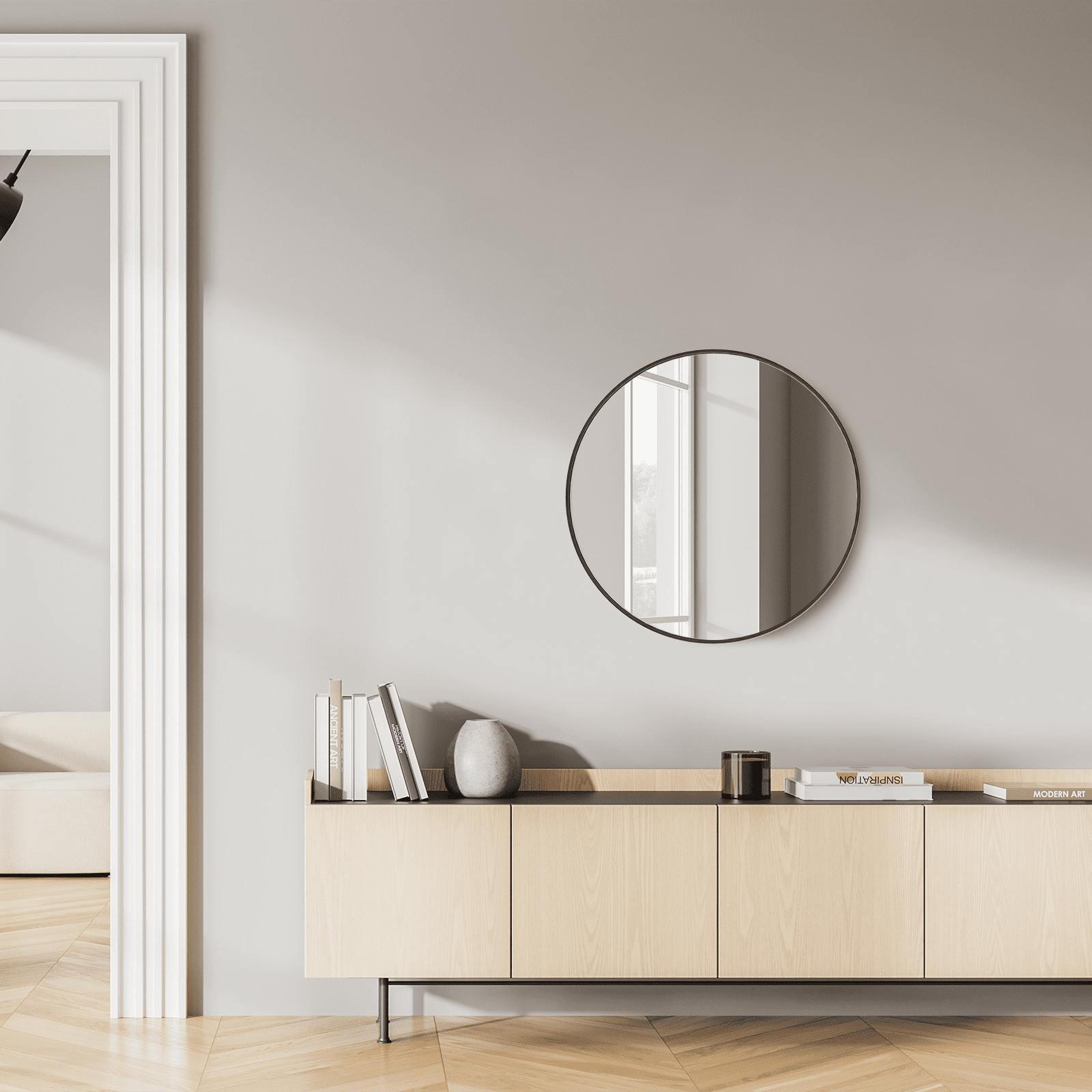 MAYEERTY 20in Round Wall Mirror Vanity Mirror for Bathroom，Black