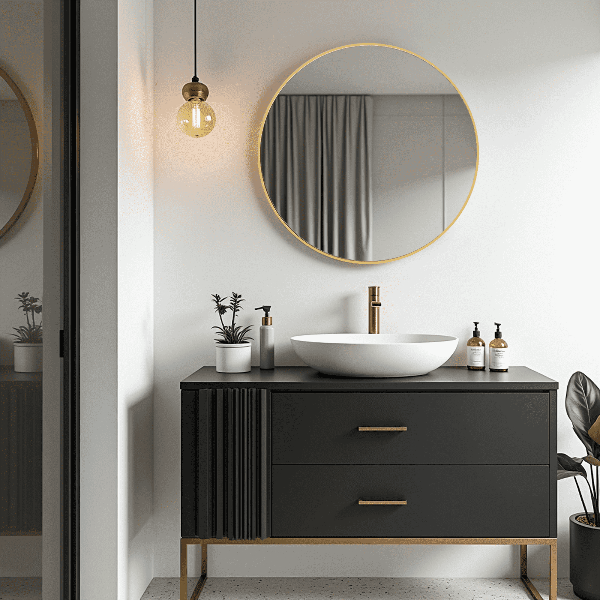 MAYEERTY 20 Inch Gold Round Wall Mounted Vanity Mirror for Bathroom