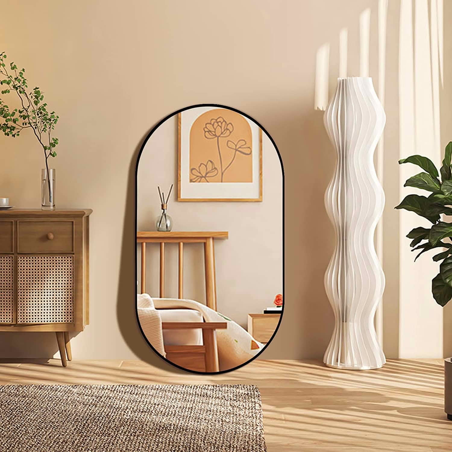 MAYEERTY 20x28 Inch Black Metal Framed Oval Bathroom Mirror, for Bathroom Vanity Wall