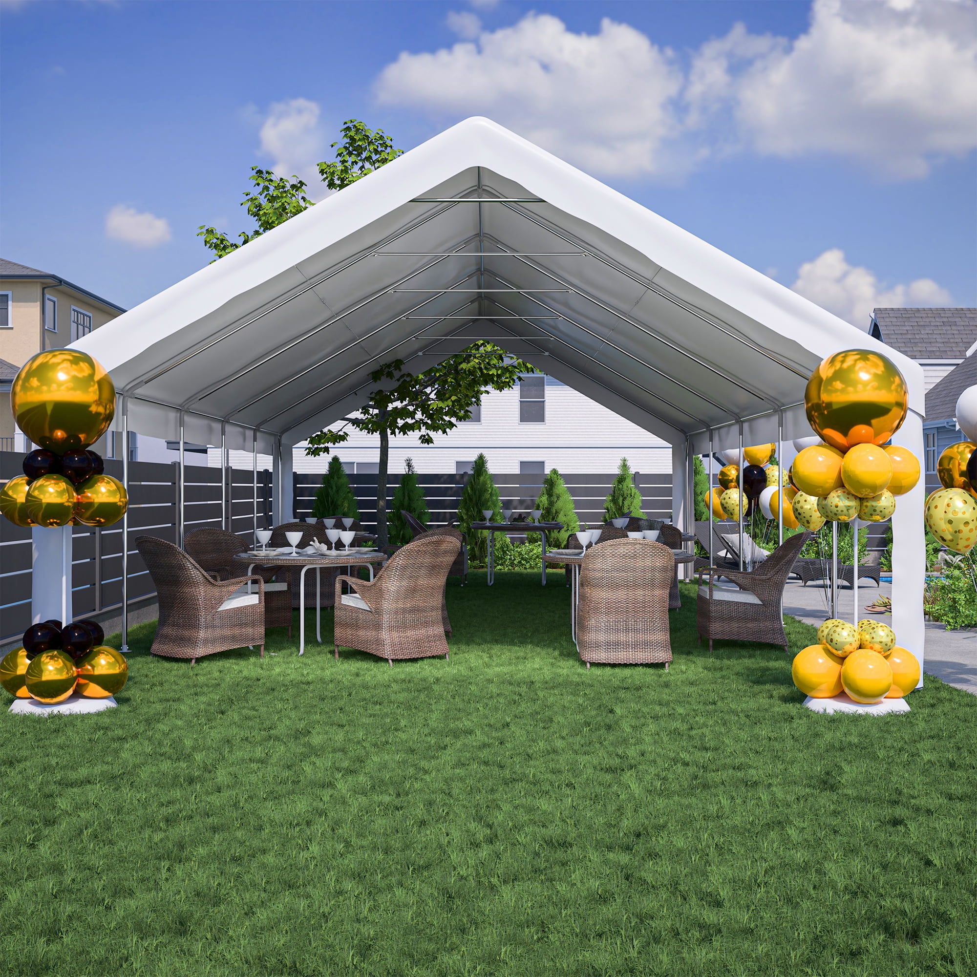MAYEERTY 20x32FT Party Tent, 3 Storage Bags Removable Sidewalls for Wedding BBQ Camping Carport