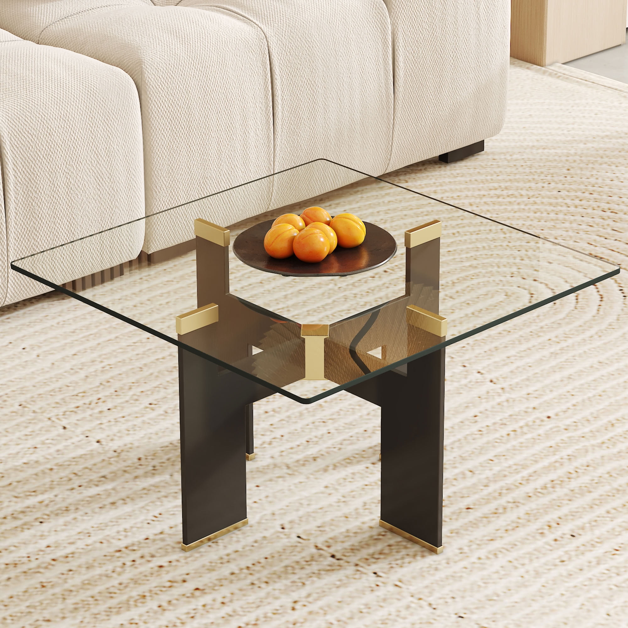 MAYEERTY 24" Square Tempered Glass Table Top, 0.23" Thick Clear Heat Resistant Glass Tabletop, Replacement Glass Surface for Dining Side Coffee Table