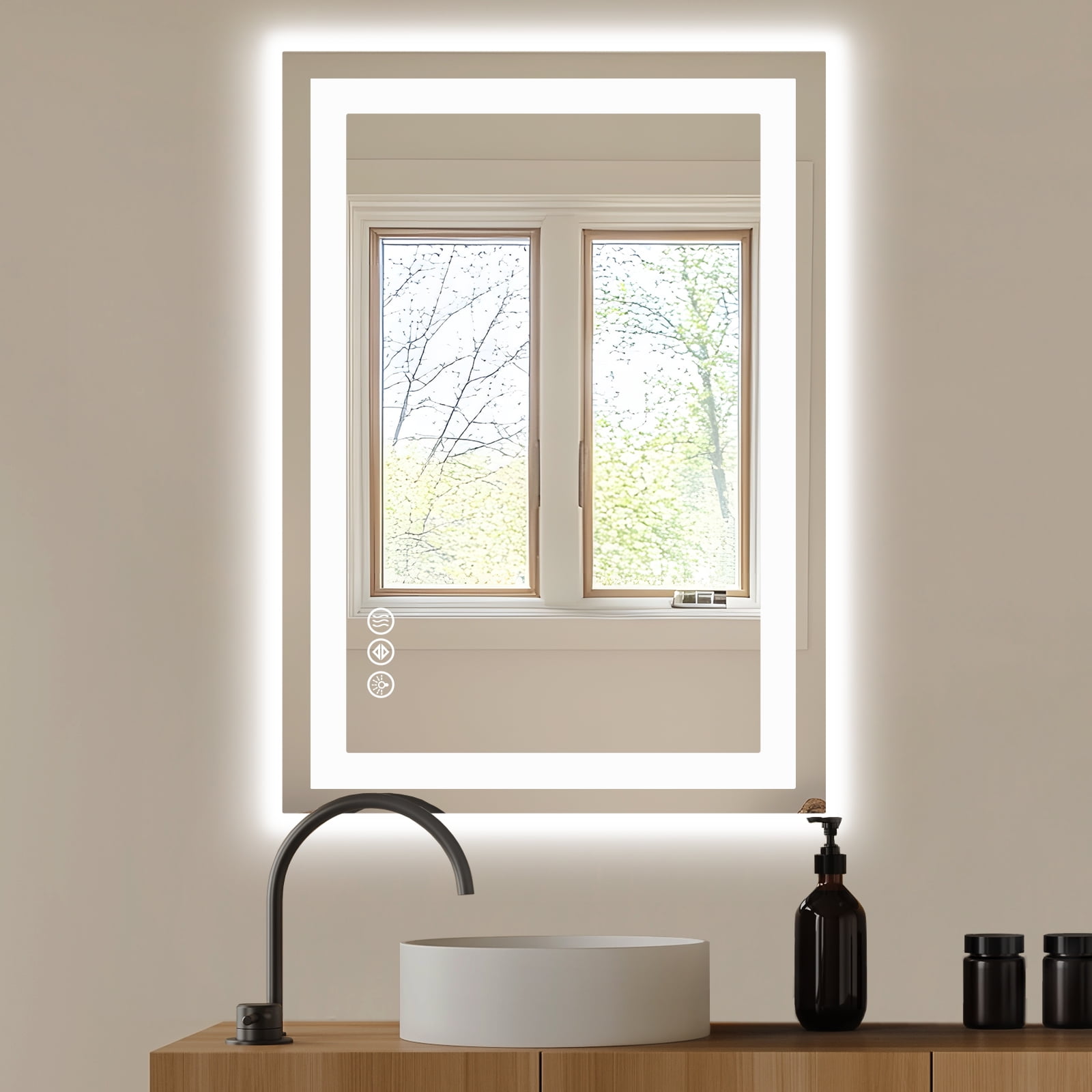 MAYEERTY 24"x32" Anti-fog LED Bathroom Mirror, Wall Mounted Vanity Mirror
