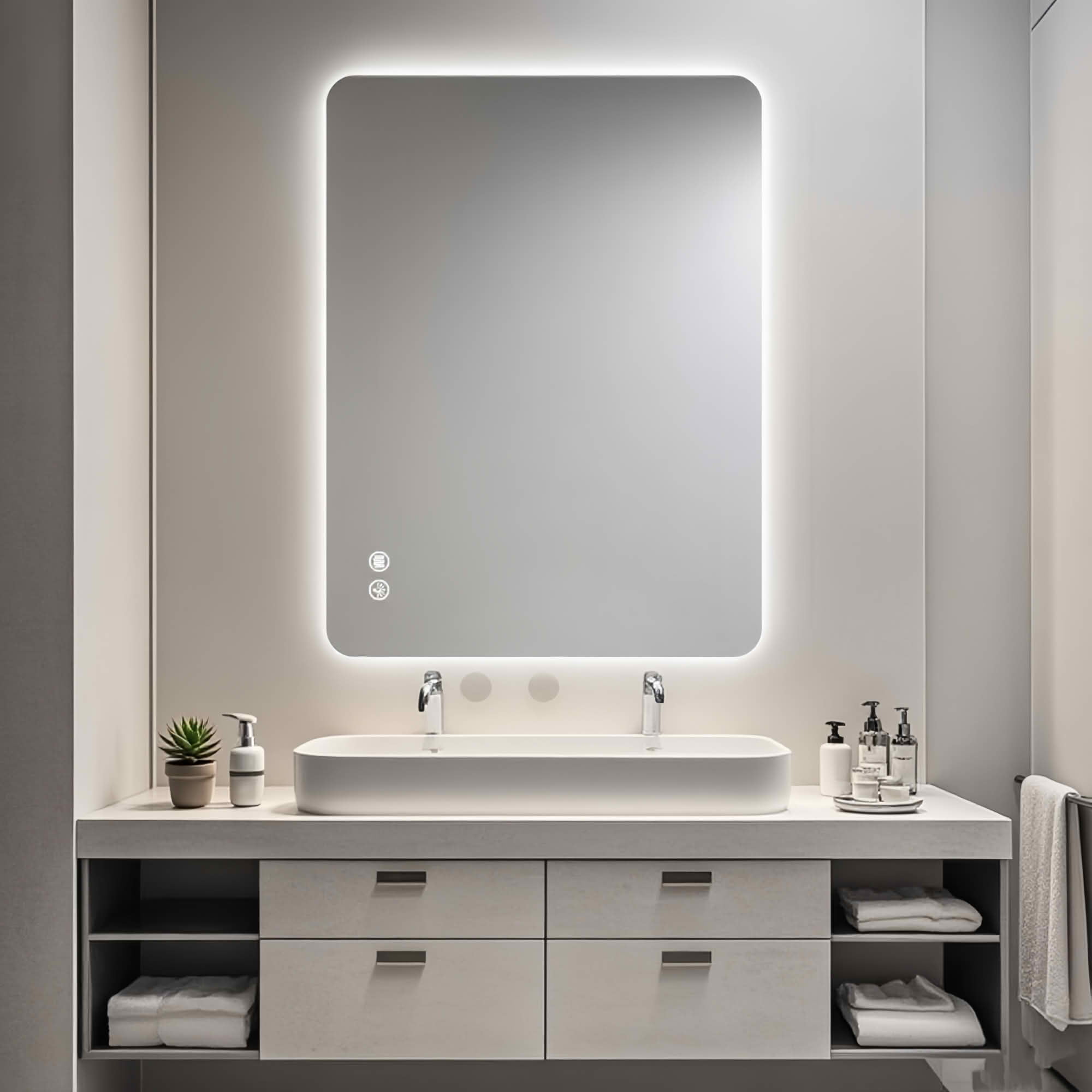 MAYEERTY 24"x36" Rectangular Backlit Bathroom Wall Mirror, for Bathroom Makeup and Grooming