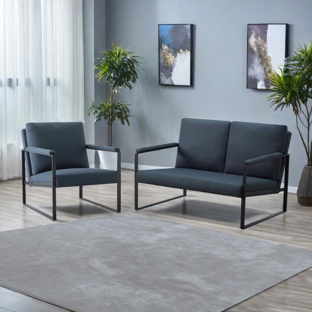 MAYEERTY 26.8 Inch +49.2 Inch 2 Pieces Accent Armchair - Padded Square Arms, Sturdy Metal Frame, Compressed Cushions，