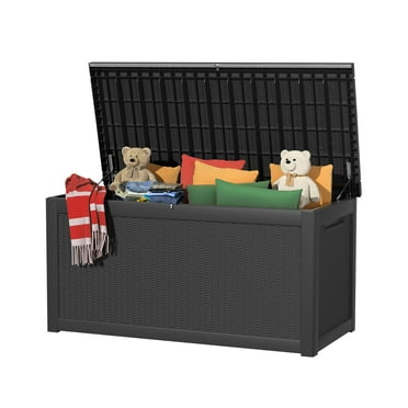 MAYEERTY 260 Gallon Outdoor Deck Box, Large Capacity Storage Box for Patio Furniture Cushions, Pillow with Wheels, Black