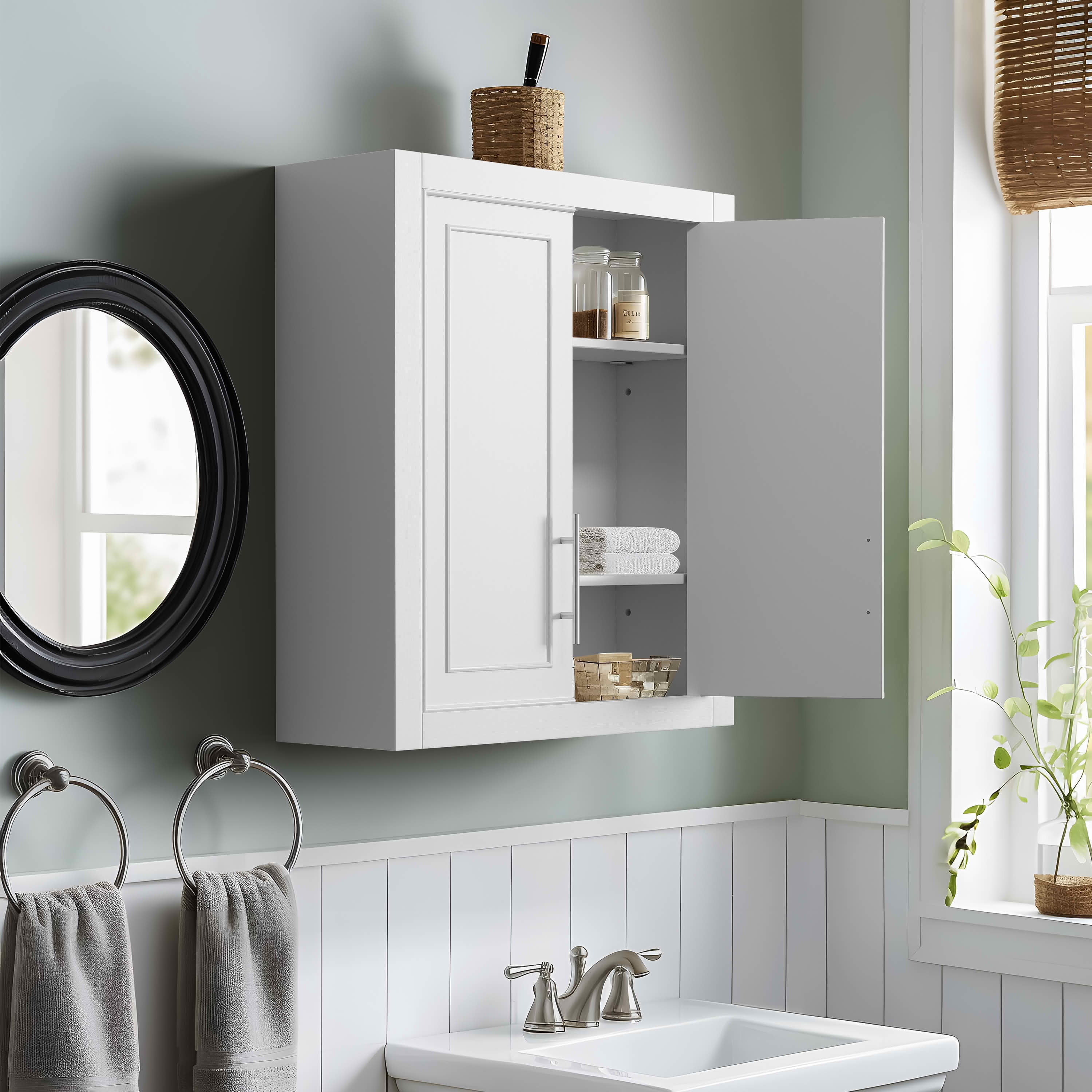 MAYEERTY 26x22x8 Inch White Wall Mounted Storage Cabinet for Home & Bathroom
