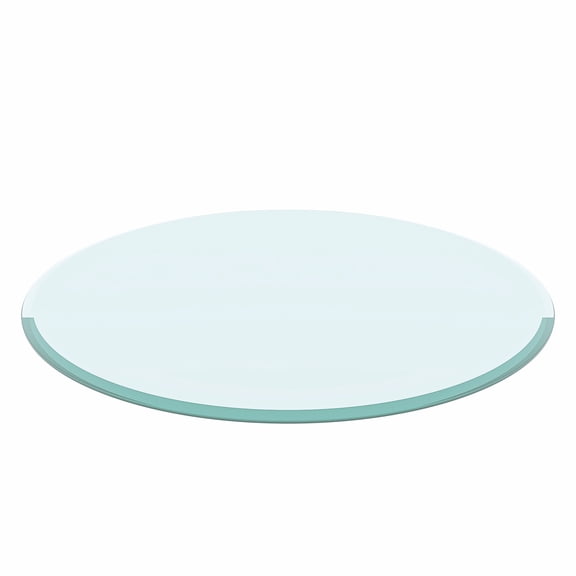 MAYEERTY 28in Round Clear Glass Table Top, 0.47in Thick Bevel Polished Replacement Glass Cover, Heat Scratch Impact Resistant for Coffee Patio Bistro Hotel Lobby Small Dining Office Table