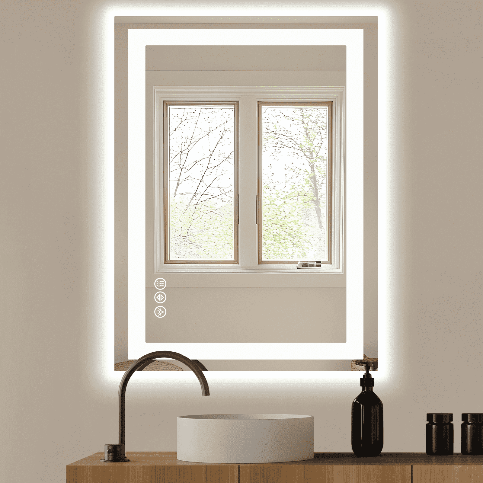 MAYEERTY 28"x36" Anti-fog LED Bathroom Mirror, Wall Mounted Vanity Mirror