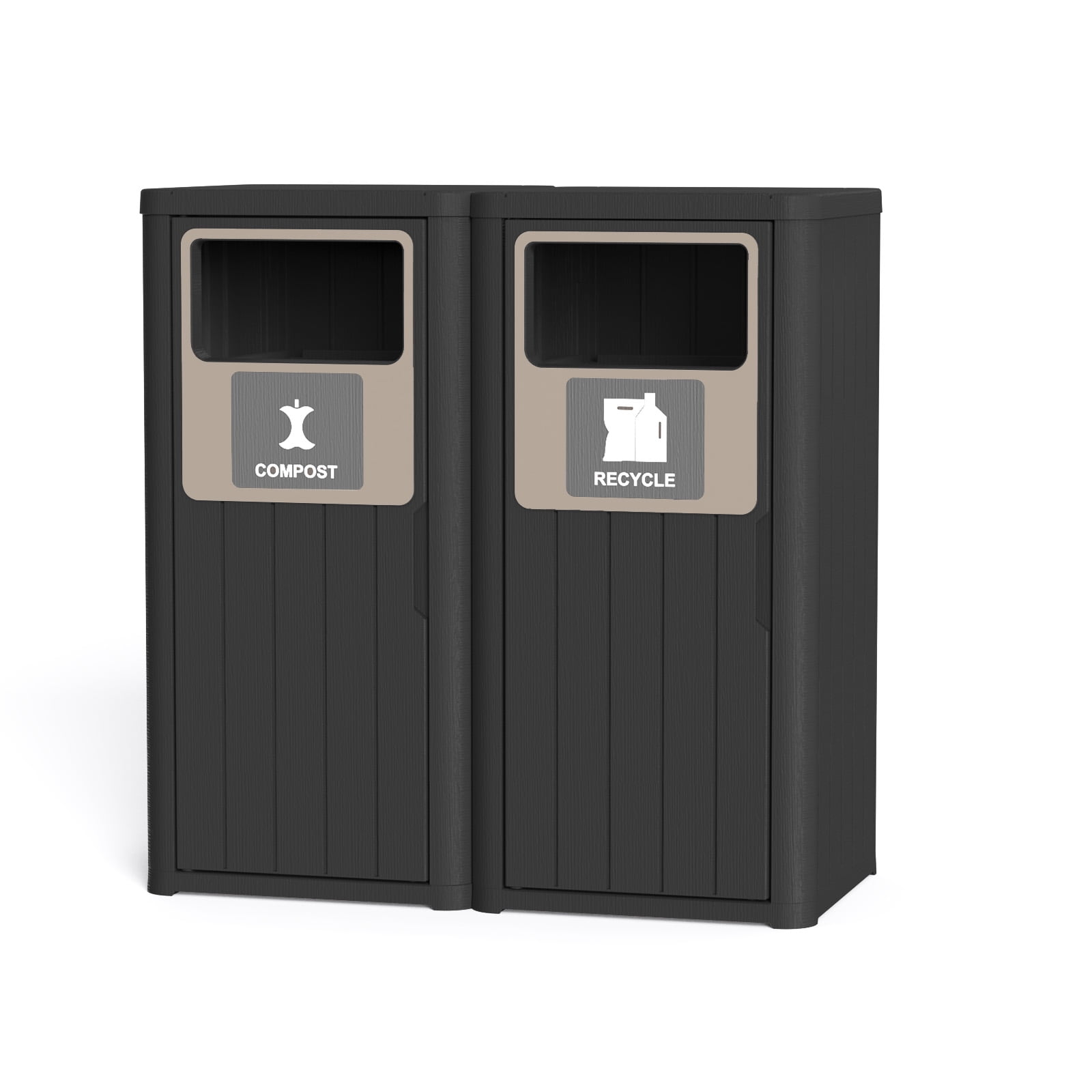 MAYEERTY 2x80L Outdoor Dual-Bucket Sorting Waste Bin (Compost & Recycle), Weather-Resistant Trash Can for Patio Yard Garden