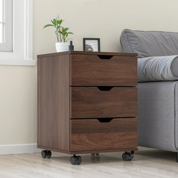 MAYEERTY 16*22"Brown 3-Drawer Vertical Wood File Cabinet with Casters for Home Office, Fully Assembled