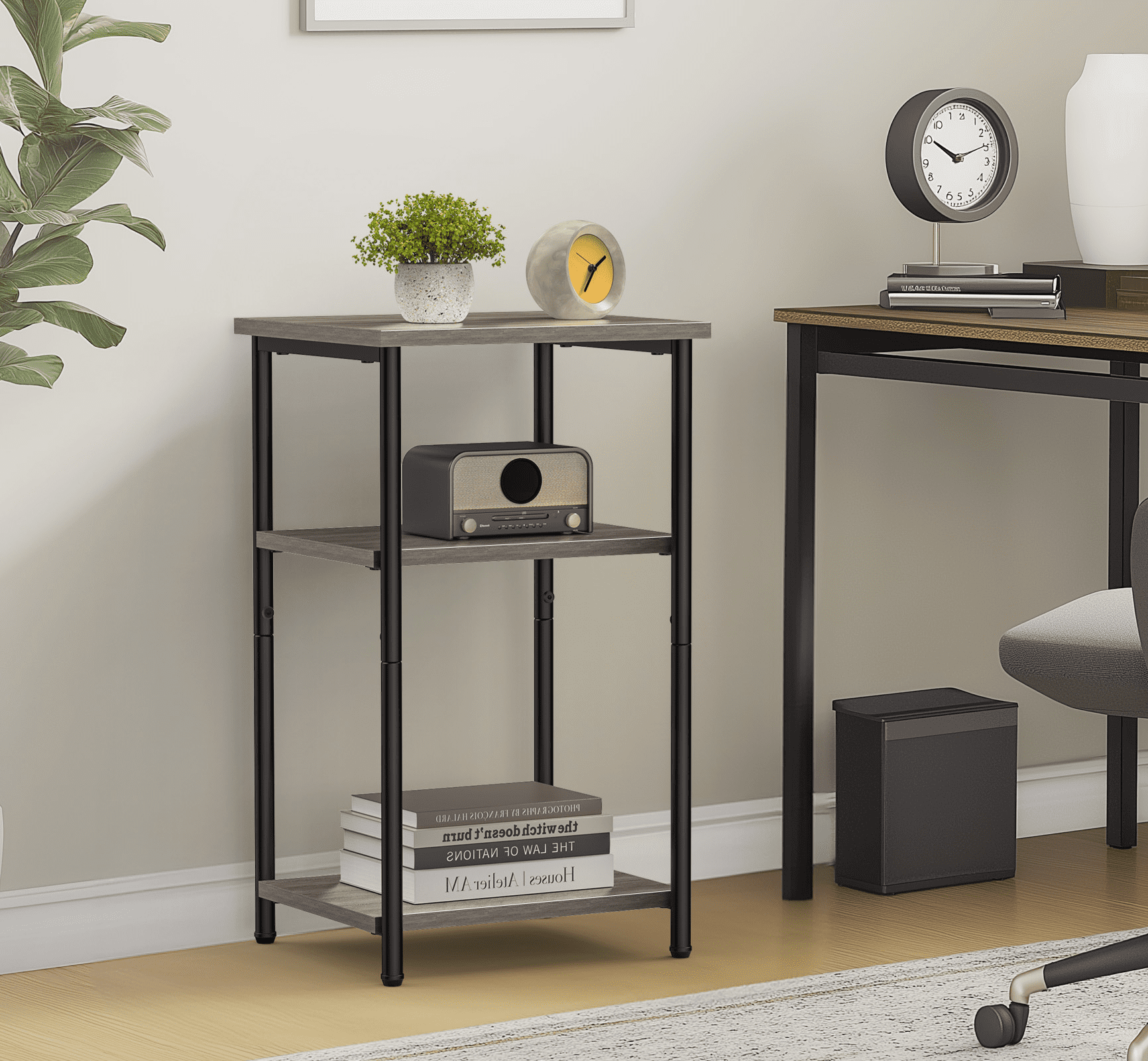 MAYEERTY 3-Layer Coffee Table - Adjustable Height, Small Bedside Table with Storage Shelf, Space-Saving for Bedroom/Living Room/Office.