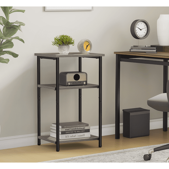 MAYEERTY 3-Layer Coffee Table - Adjustable Height, Small Bedside Table with Storage Shelf, Space-Saving for Bedroom/Living Room/Office.