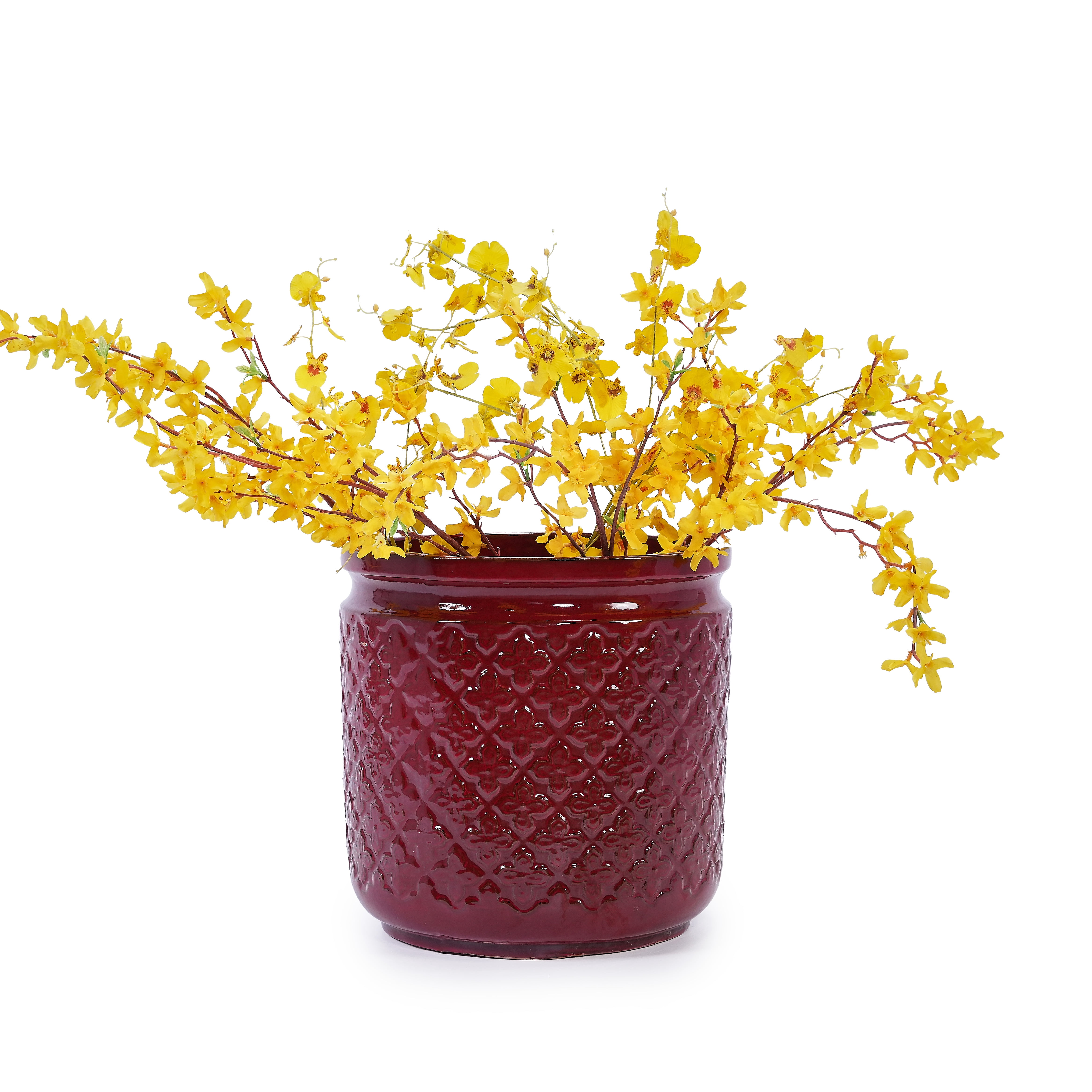 MAYEERTY 3 Pack Ceramic Plant Pots, Planter for Indoor Outdoor Patio, Garden, Red