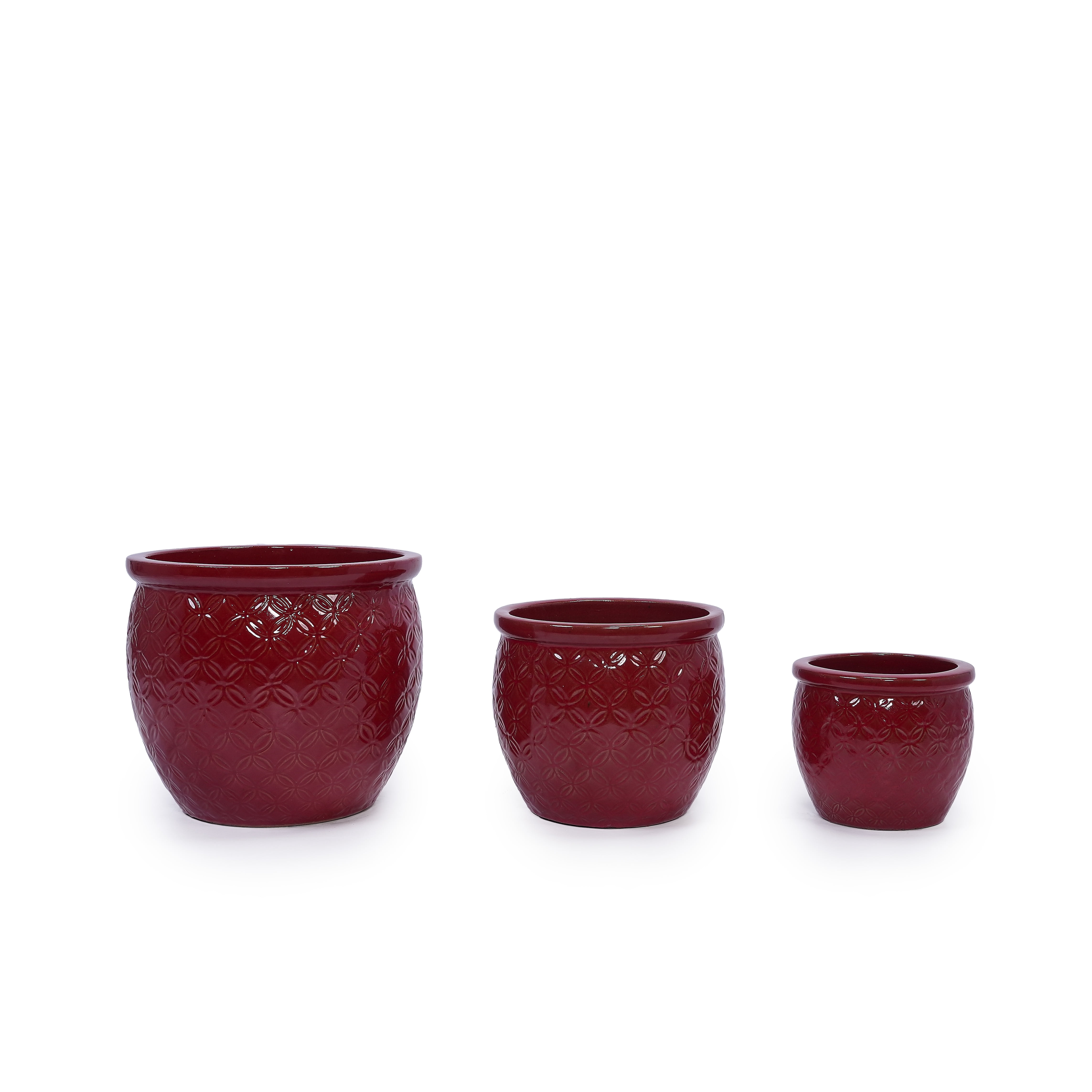 MAYEERTY 3 Pack Ceramic Plant Pots, Planter for Indoor Outdoor Patio, Garden, Red