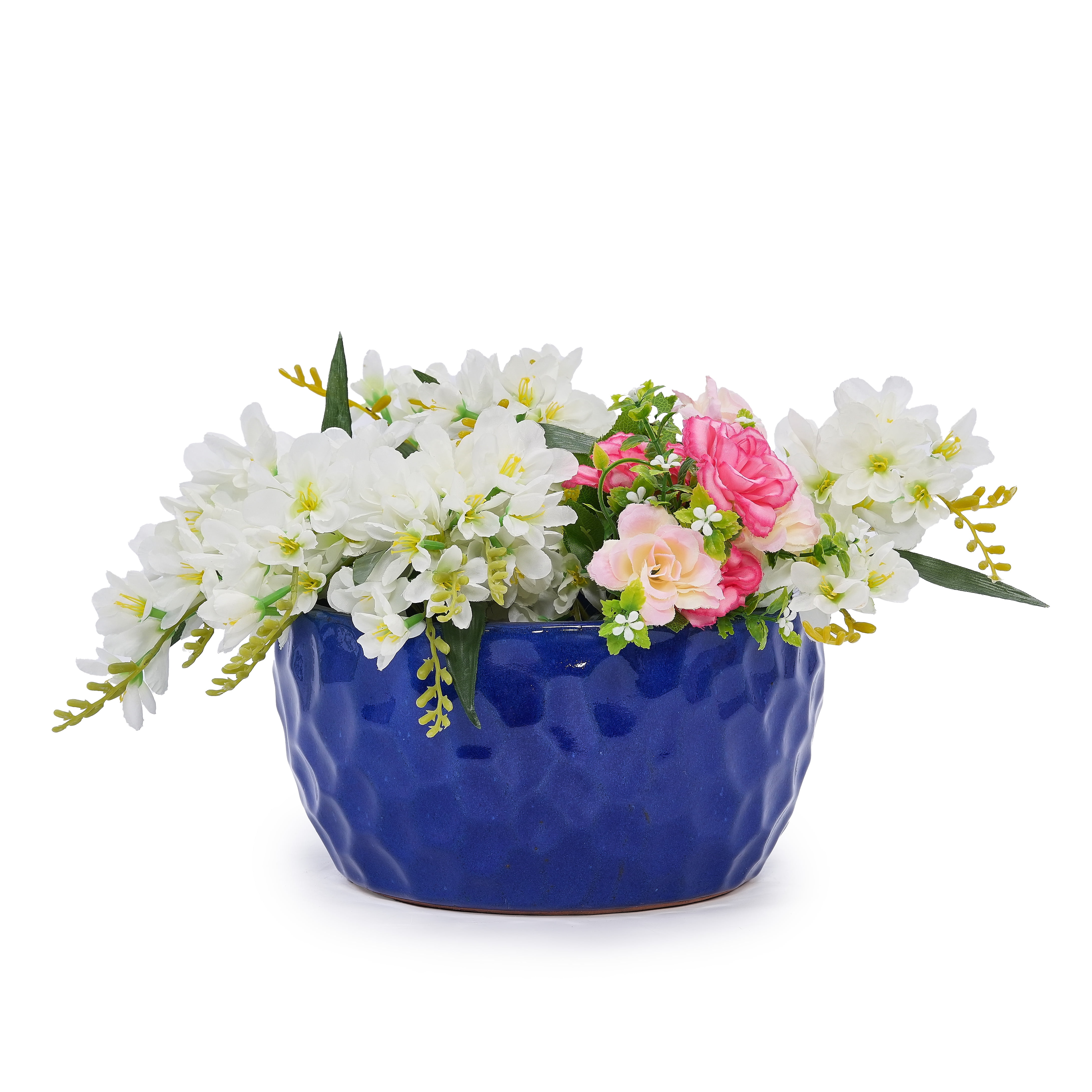 MAYEERTY 3 Pack Ceramic Planter Pot, Planter for Indoor Outdoor Patio, Garden, Antique Blue