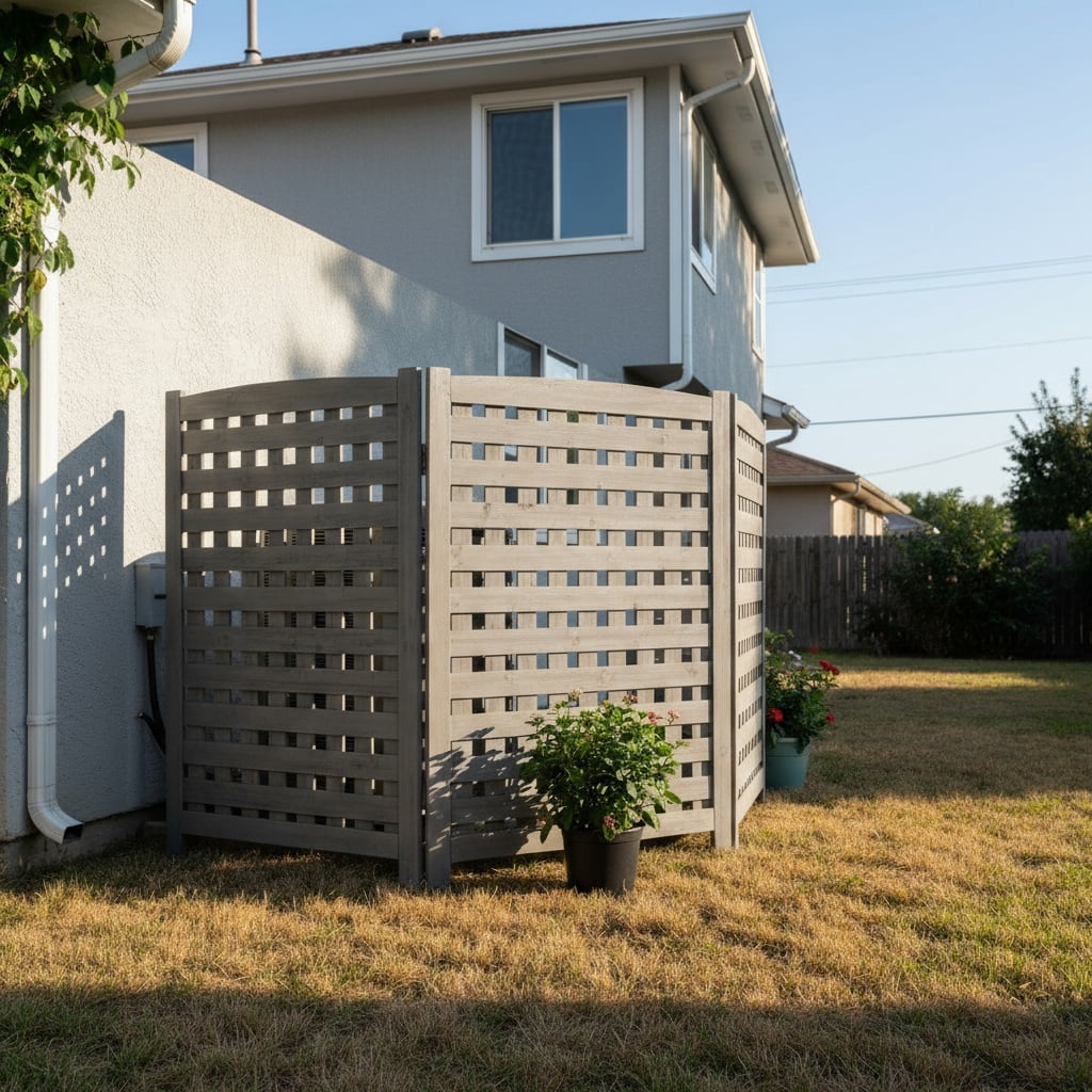 MAYEERTY 3-Panel Outdoor Wood Privacy Fence Screen, 32"Wx38"H Air Conditioner Trash Can Enclosure for Backyard Patio