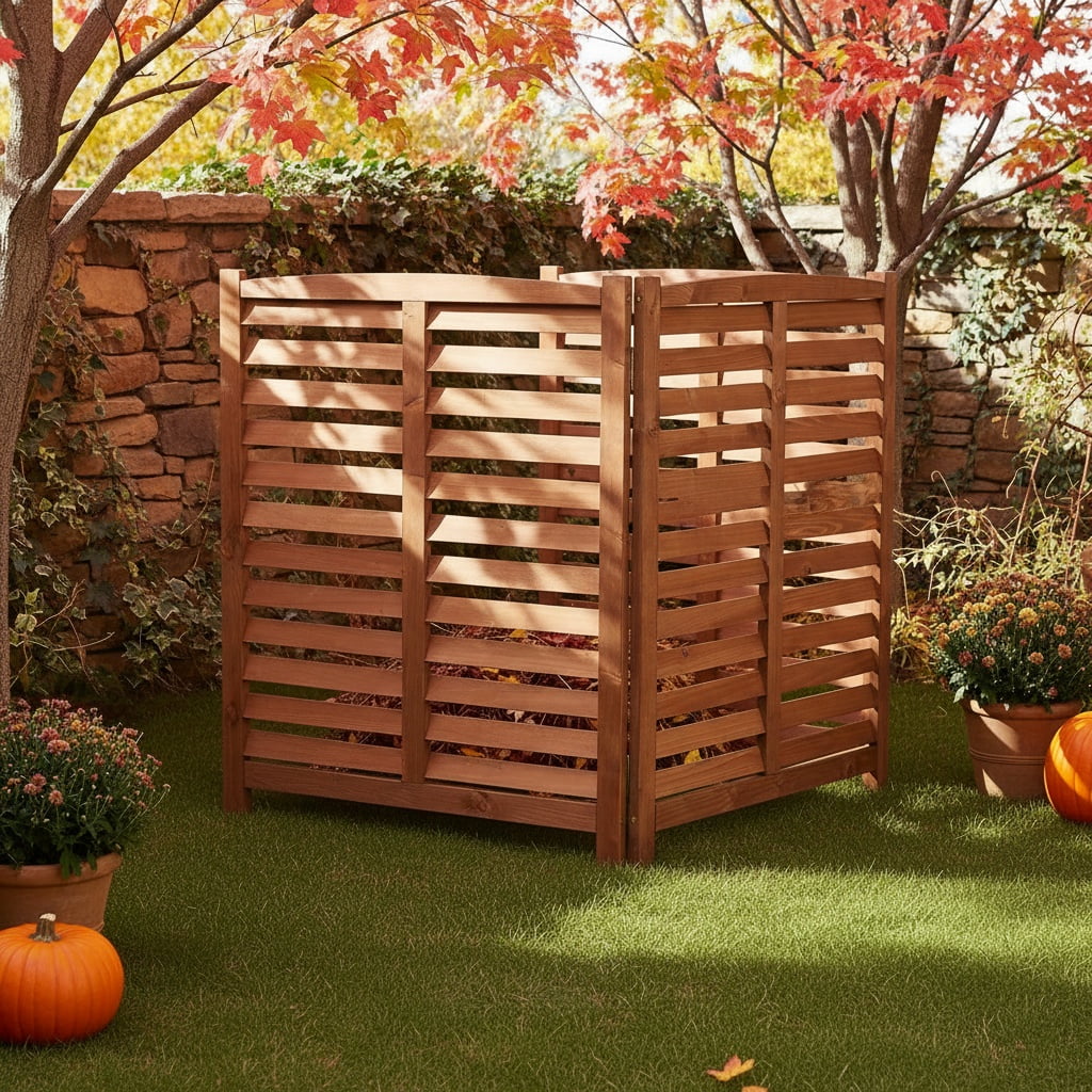 MAYEERTY 3-Panel Outdoor Wood Privacy Fence Screen, 32"Wx38"H Air Conditioner Trash Can Enclosure for Backyard Patio
