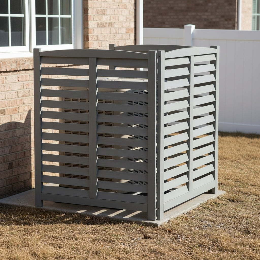 MAYEERTY 3-Panel Outdoor Wood Privacy Fence Screen, 32"Wx38"H Air Conditioner Trash Can Enclosure for Backyard Patio