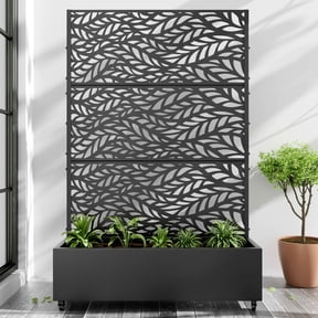 MAYEERTY 3 Panels Metal Rectangular Raised Garden Bed with Trellis Outdoor Planter Patio Backyard Vertical Climbing Plant Grow Box, 7247.215.7in