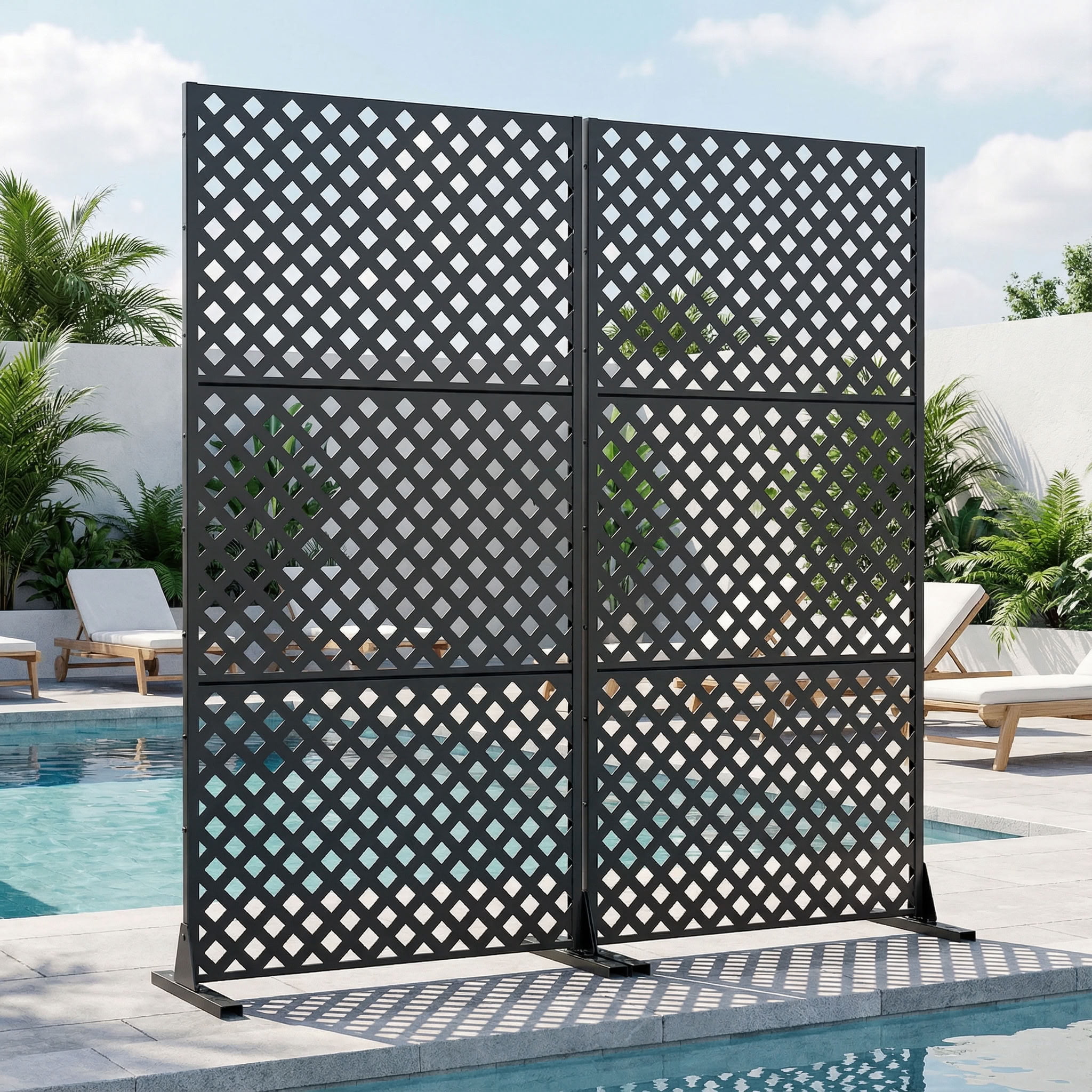 MAYEERTY 3 Panels Outdoor Privacy Screen, Metal Decorative Privacy Fence, 2 pcs Privacy Panel for Patio, Balcony, Backyard, Garden