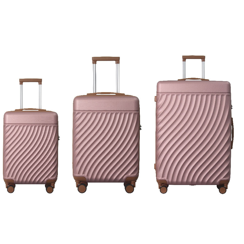 MAYEERTY 3-Piece ABS Luggage Set – Spinner Wheels, TSA Lock, Durable Suitcases, Rose Gold