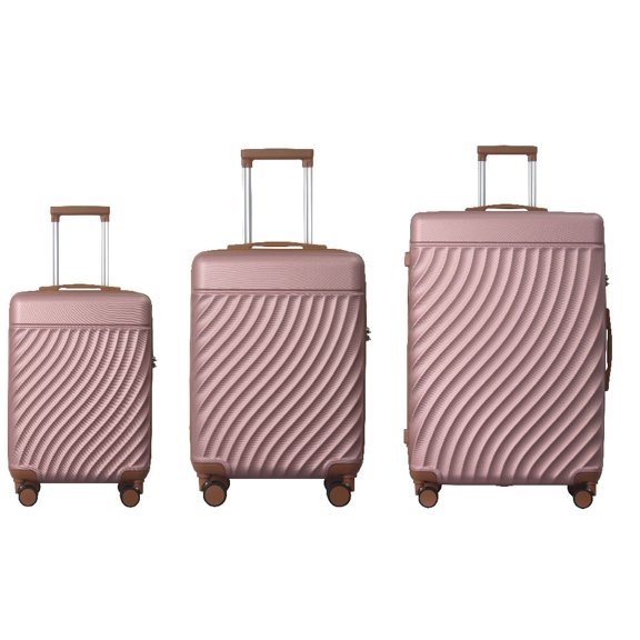MAYEERTY 3-Piece ABS Luggage Set – Spinner Wheels, TSA Lock, Durable Suitcases, Rose Gold