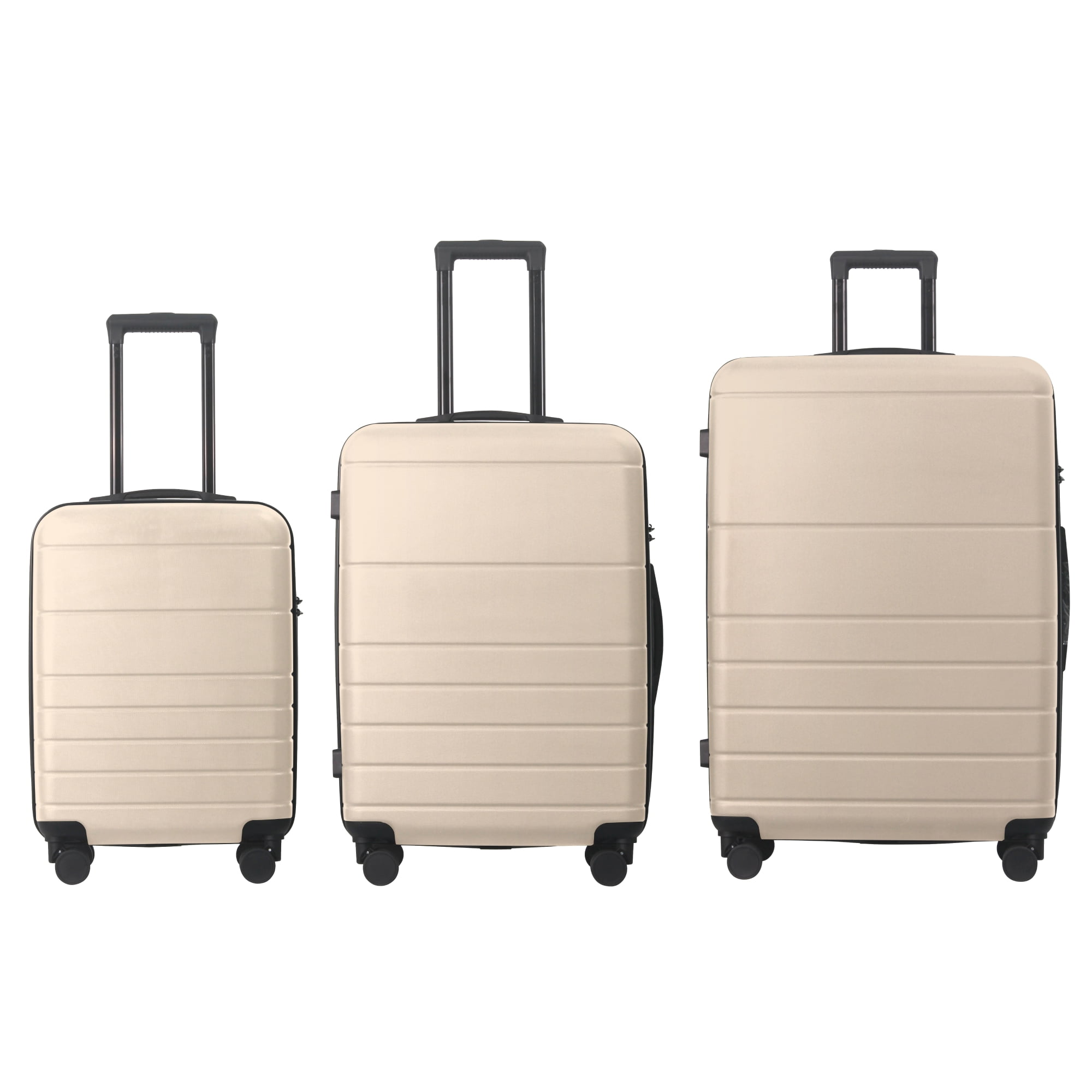 MAYEERTY 3-Piece ABS Luggage Set, Spinner Wheels, TSA Lock, Lightweight Suitcase, Beige