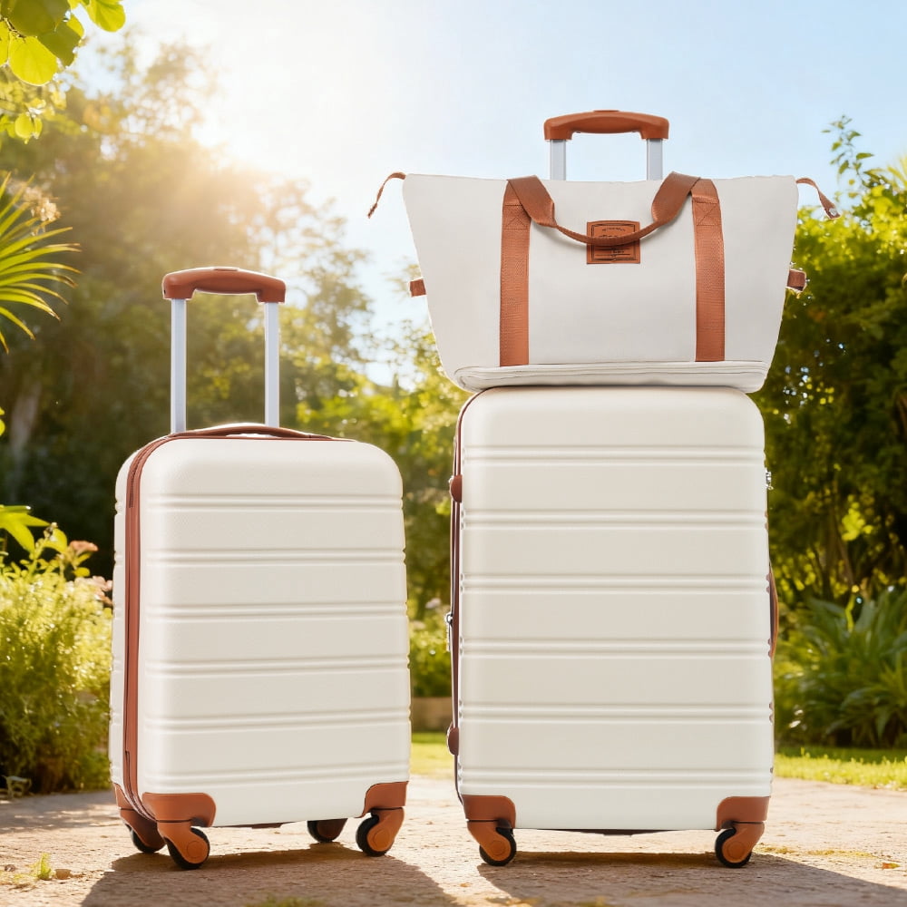 MAYEERTY 3-Piece Expandable Hardside Luggage Set: Lightweight ABS Suitcases with TSA Lock & Spinner Wheels, 20"+24"+Duffel Bag
