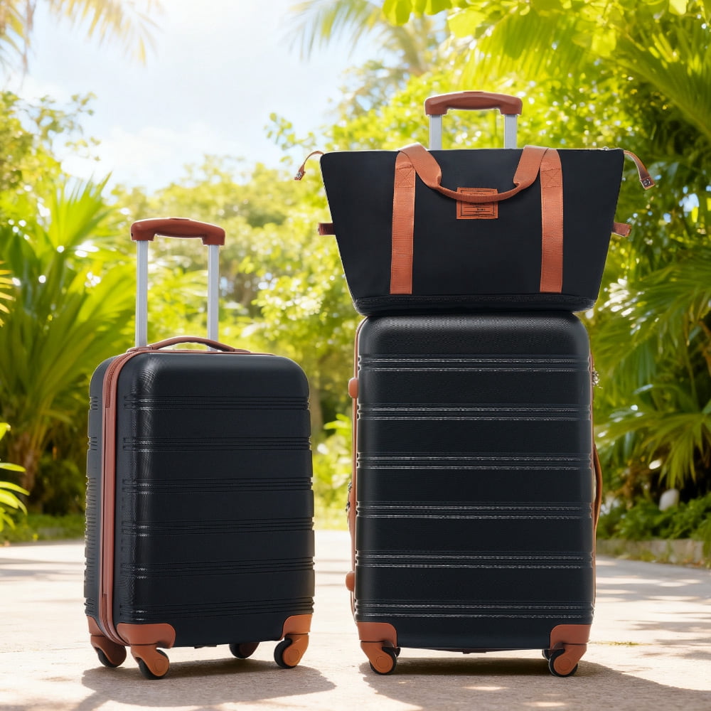 MAYEERTY 3-Piece Expandable Hardside Luggage Set: Lightweight ABS Suitcases with TSA Lock & Spinner Wheels, 20"+24"+Duffel Bag