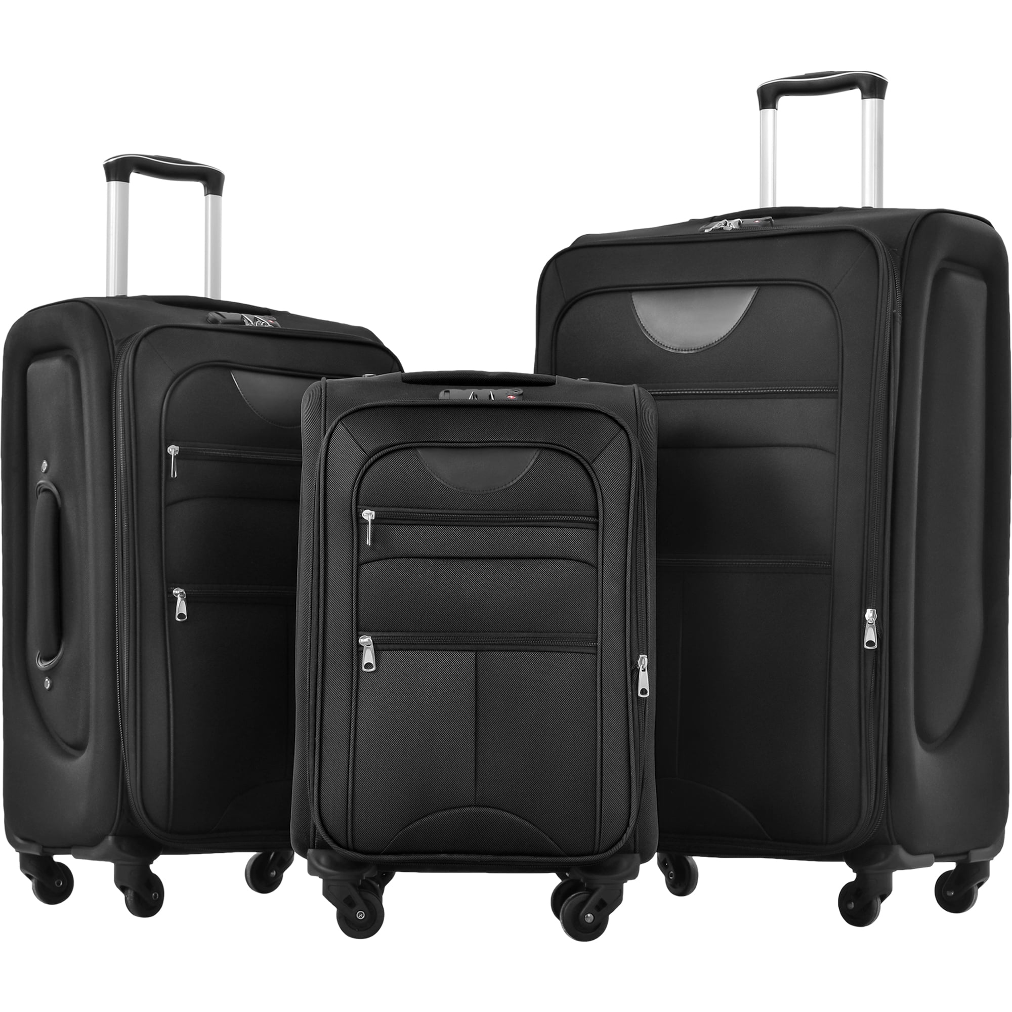 MAYEERTY 3-Piece Expandable Softside Luggage Set (22"+26"+30") - Oxford Fabric with TSA Lock & Spinner Wheels, Black