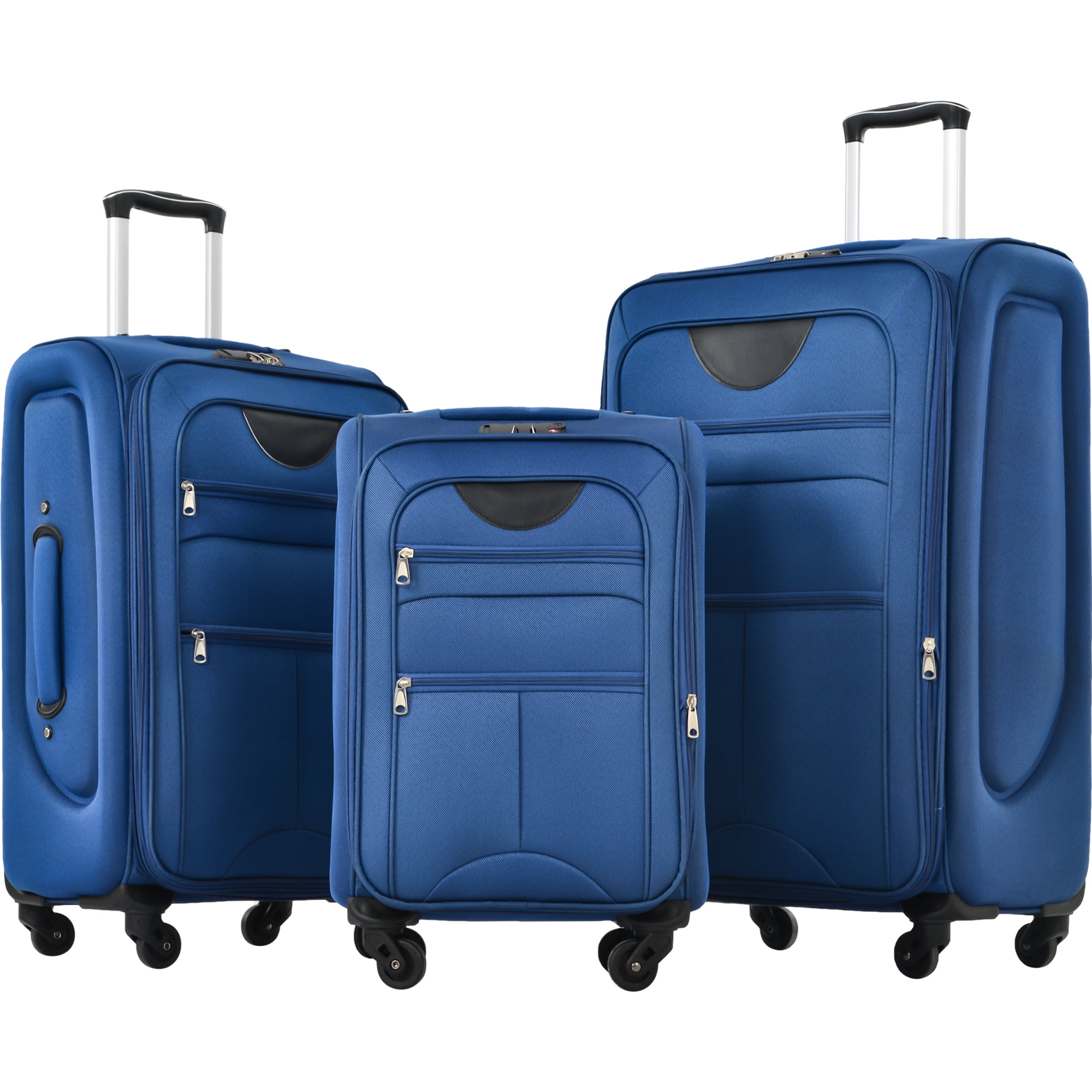 MAYEERTY 3-Piece Expandable Softside Luggage Set (22"+26"+30") - Oxford Fabric with TSA Lock & Spinner Wheels, Blue
