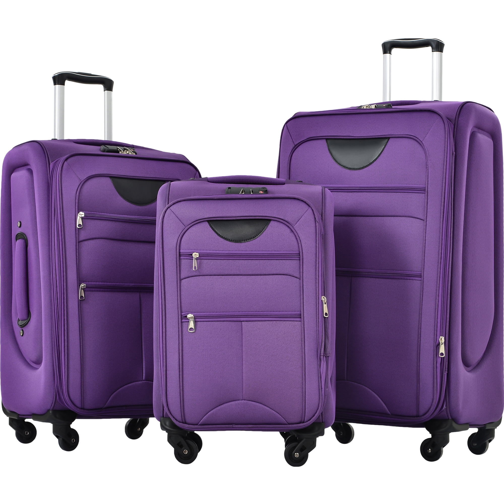 MAYEERTY 3-Piece Expandable Softside Luggage Set (22"+26"+30") - Oxford Fabric with TSA Lock & Spinner Wheels, Purple