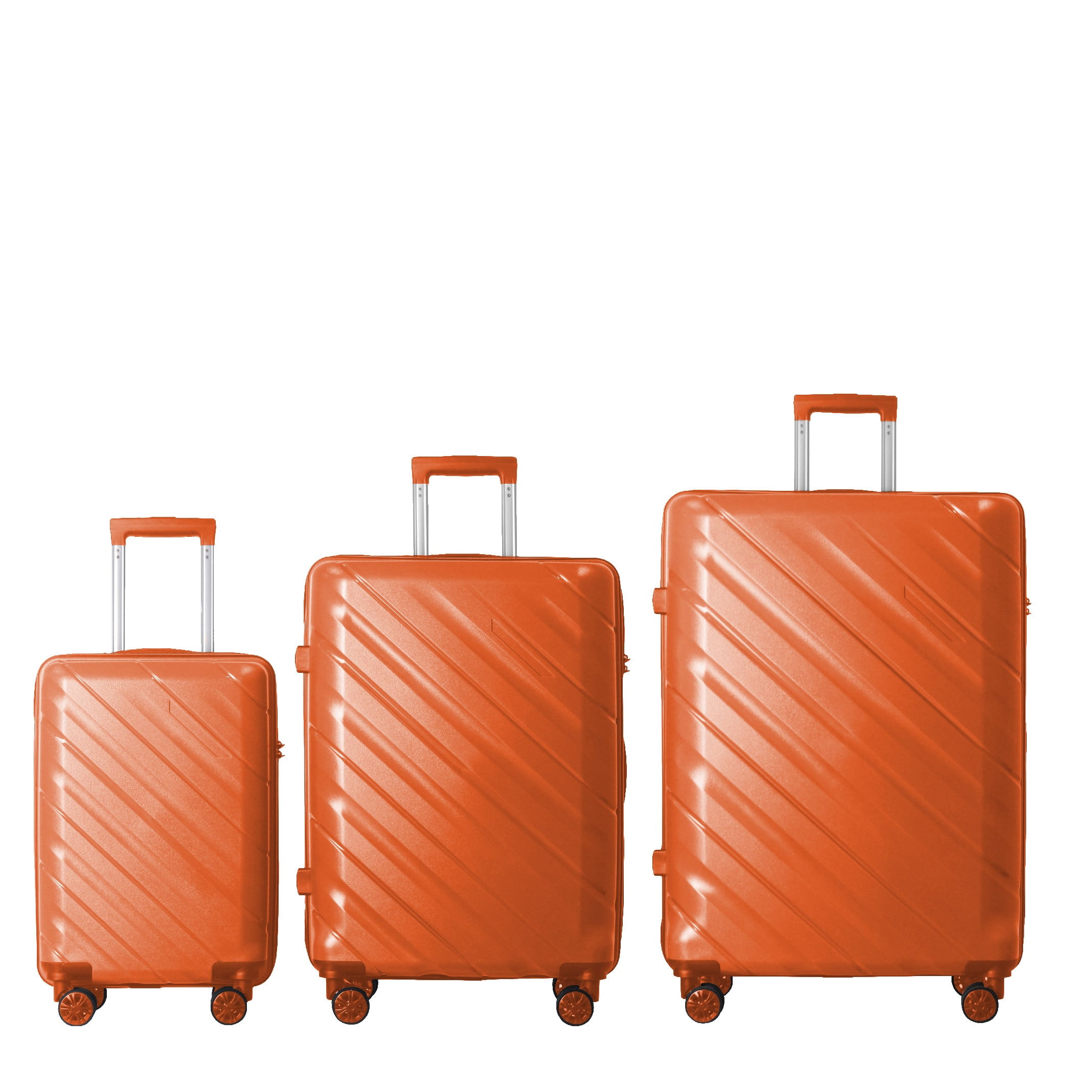 MAYEERTY 3-Piece Luggage Set, Hardshell Suitcase with Spinner Wheels & TSA Lock, Orange