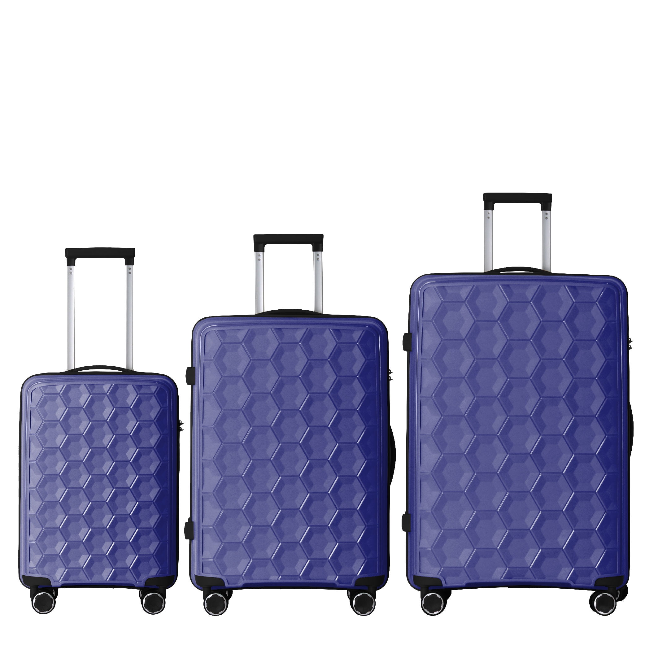 MAYEERTY 3-Piece Luggage Set, Lightweight Polypropylene Suitcases with TSA Lock & Spinner Wheels, Blue