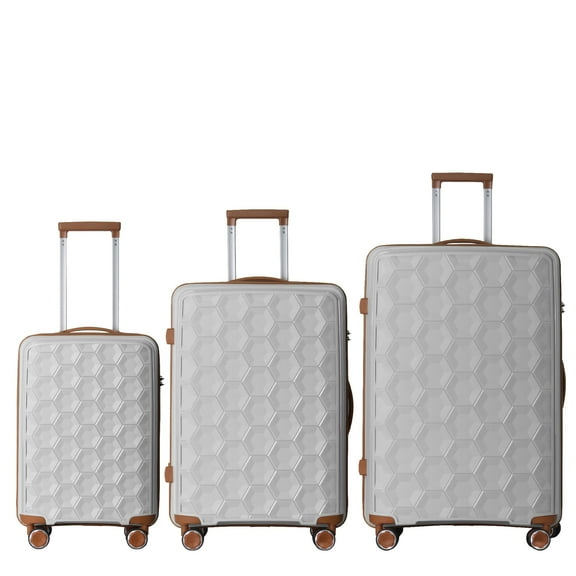 MAYEERTY 3-Piece Luggage Set, Lightweight Polypropylene Suitcases with TSA Lock & Spinner Wheels, White