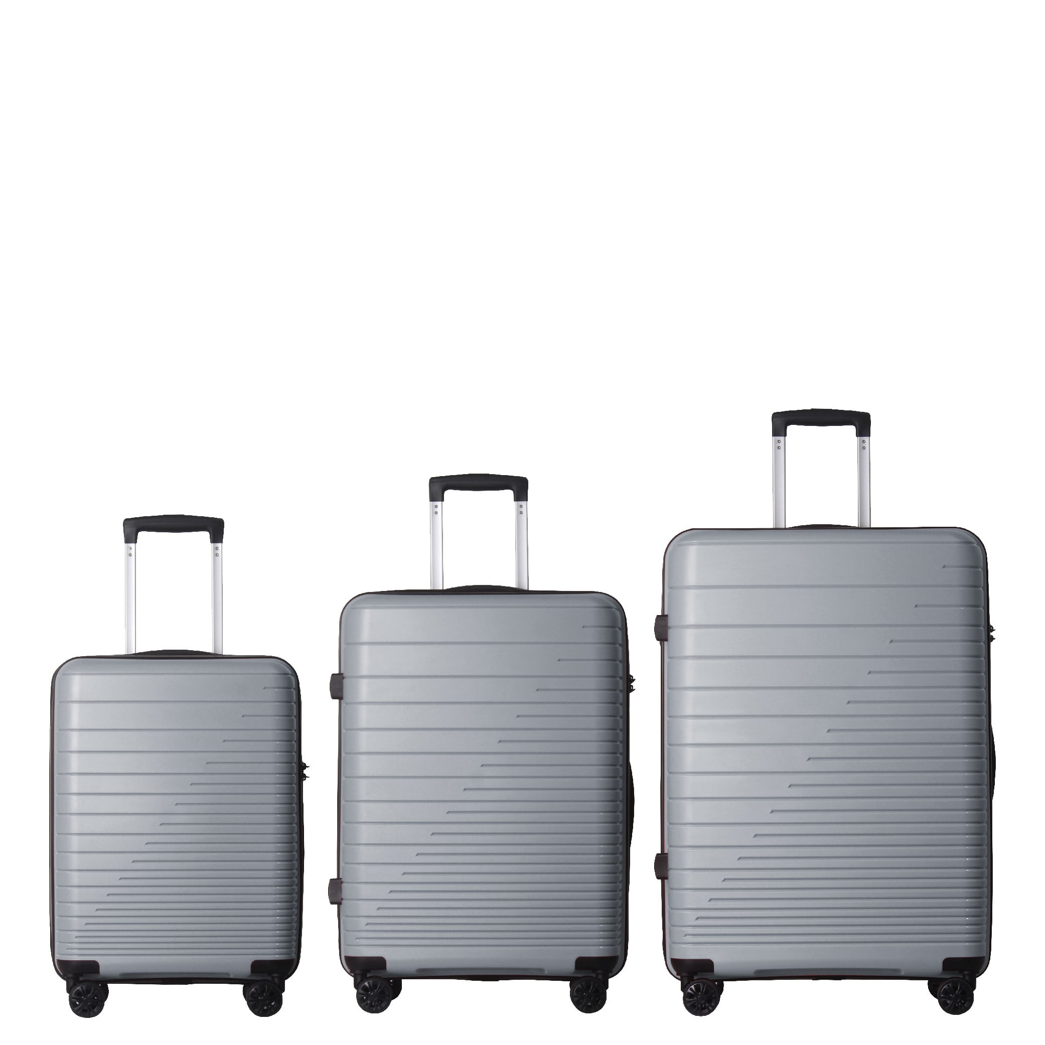 MAYEERTY 3-Piece Luggage Set, PP Hardshell Suitcase with Spinner Wheels & TSA Lock (20"/24"/28"), Dark Gray