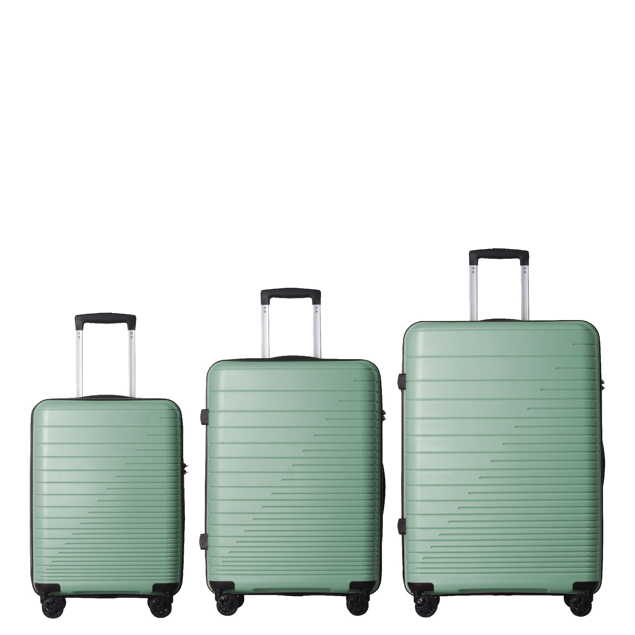 MAYEERTY 3-Piece Luggage Set, PP Hardshell Suitcase with Spinner Wheels & TSA Lock (20"/24"/28"), Dark Green