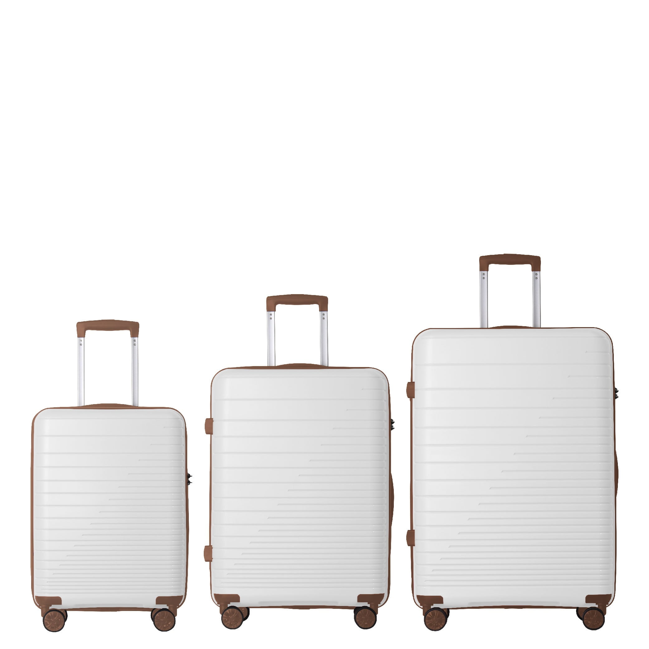MAYEERTY 3-Piece Luggage Set, PP Hardshell Suitcase with Spinner Wheels & TSA Lock (20"/24"/28"), White