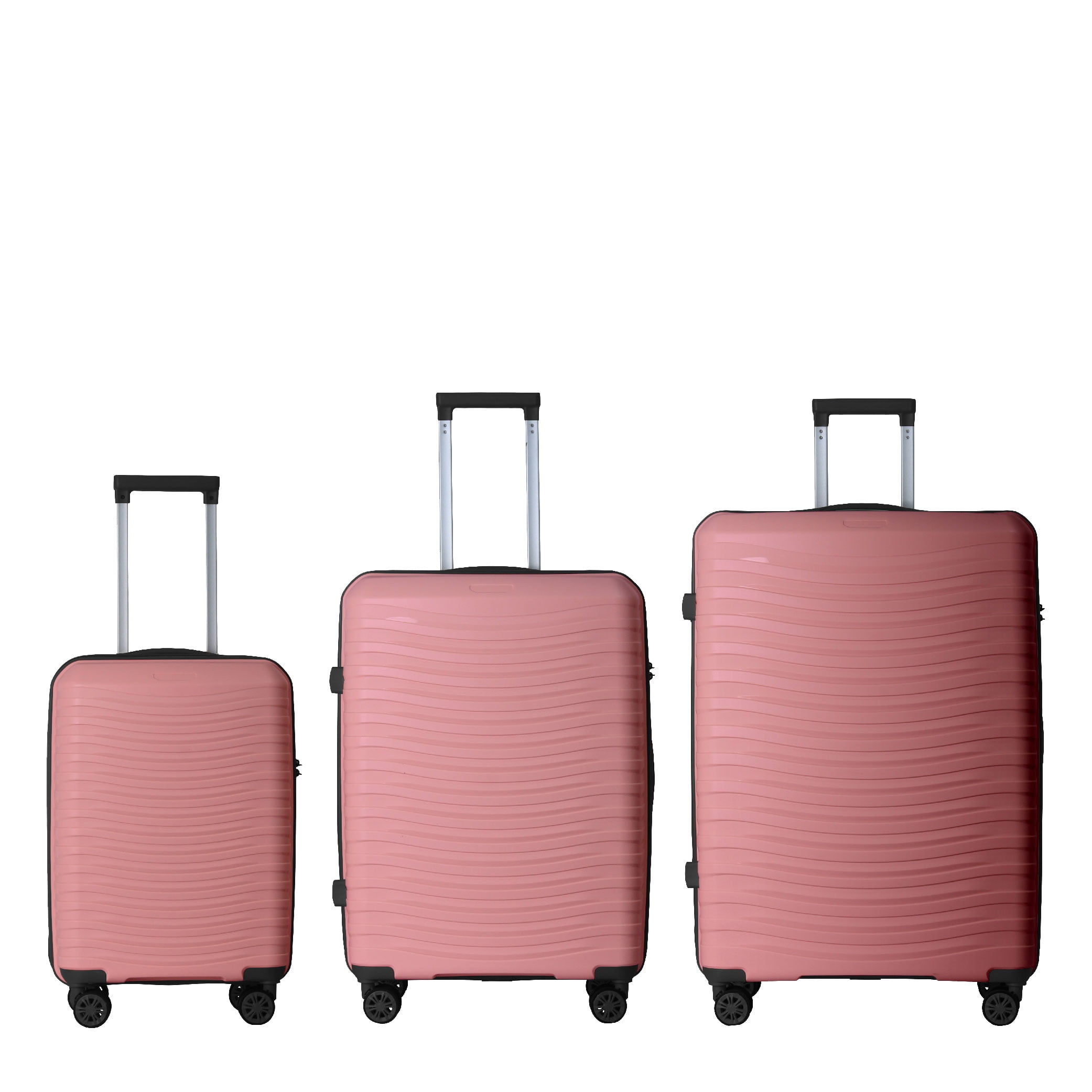 MAYEERTY 3-Piece Luggage Set, Polypropylene Hardshell Suitcase with Spinner Wheels & TSA Lock, Pink