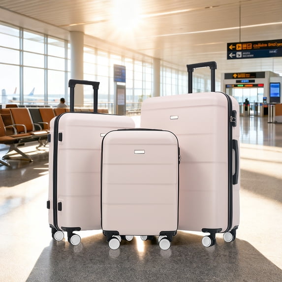 MAYEERTY 3-Piece Minimalist Hardside Luggage Set - Lightweight ABS ...