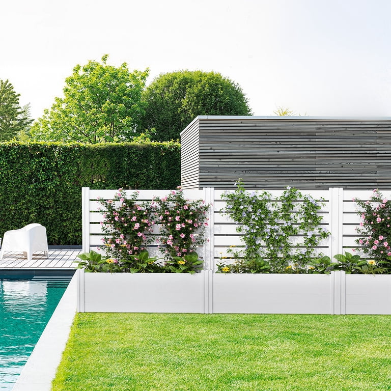 MAYEERTY 3-Piece Outdoor White PVC Rectangular Planter Box with