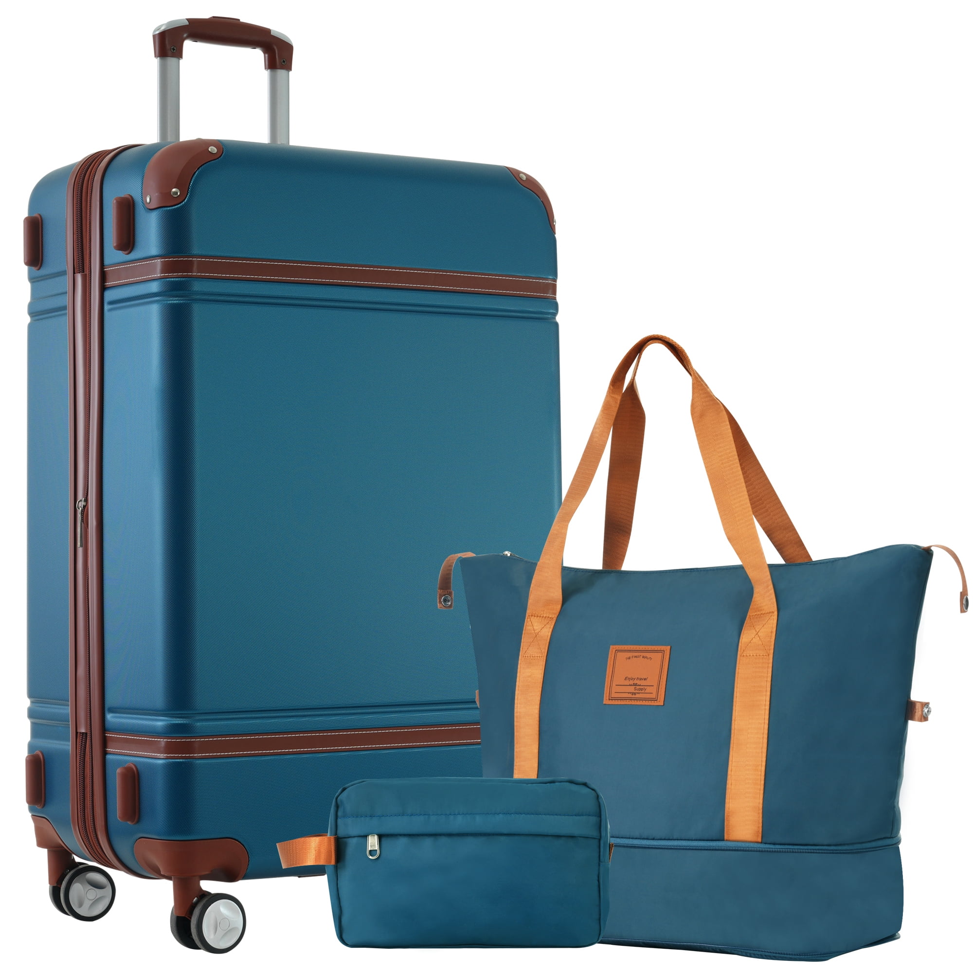 MAYEERTY 3-Piece Retro Luggage Set with TSA Lock for Travel, 28"Hardside Suitcase & Duffle Bag & Toiletry Bag